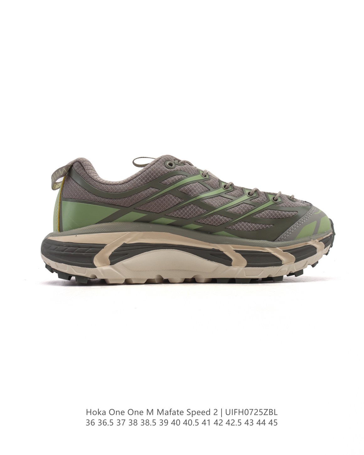 💰190
【公司级】玛法特二代 HOKA ONE ONE Mafate Speed 2 Low 轻量低帮户外越野跑鞋 户外山脉越野轻量运动跑鞋。鞋面用轻的无缝架构，鞋带用了弹性不易松脱的扁宽弹性鞋带，轻薄的TPU贴在透气的鞋面上。以阿尔卑斯山脉为主将亮色与蓝色调覆盖在这轮廓之上，前掌与中掌部分进行加宽，橡胶大底，EVA缓震鞋底用滚动平衡技术引导跑者自然步态。

类型：男女鞋
尺码：36-45含半码
编码：UIFH0725ZBL