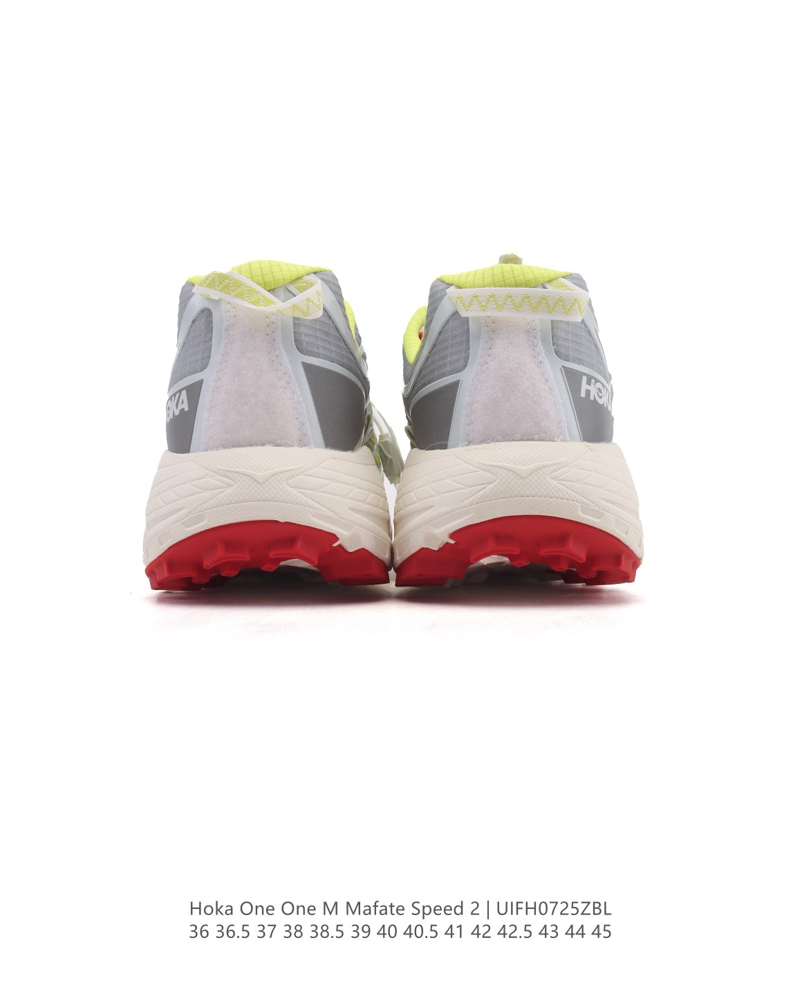 💰190
【公司级】玛法特二代 HOKA ONE ONE Mafate Speed 2 Low 轻量低帮户外越野跑鞋 户外山脉越野轻量运动跑鞋。鞋面用轻的无缝架构，鞋带用了弹性不易松脱的扁宽弹性鞋带，轻薄的TPU贴在透气的鞋面上。以阿尔卑斯山脉为主将亮色与蓝色调覆盖在这轮廓之上，前掌与中掌部分进行加宽，橡胶大底，EVA缓震鞋底用滚动平衡技术引导跑者自然步态。

类型：男女鞋
尺码：36-45含半码
编码：UIFH0725ZBL