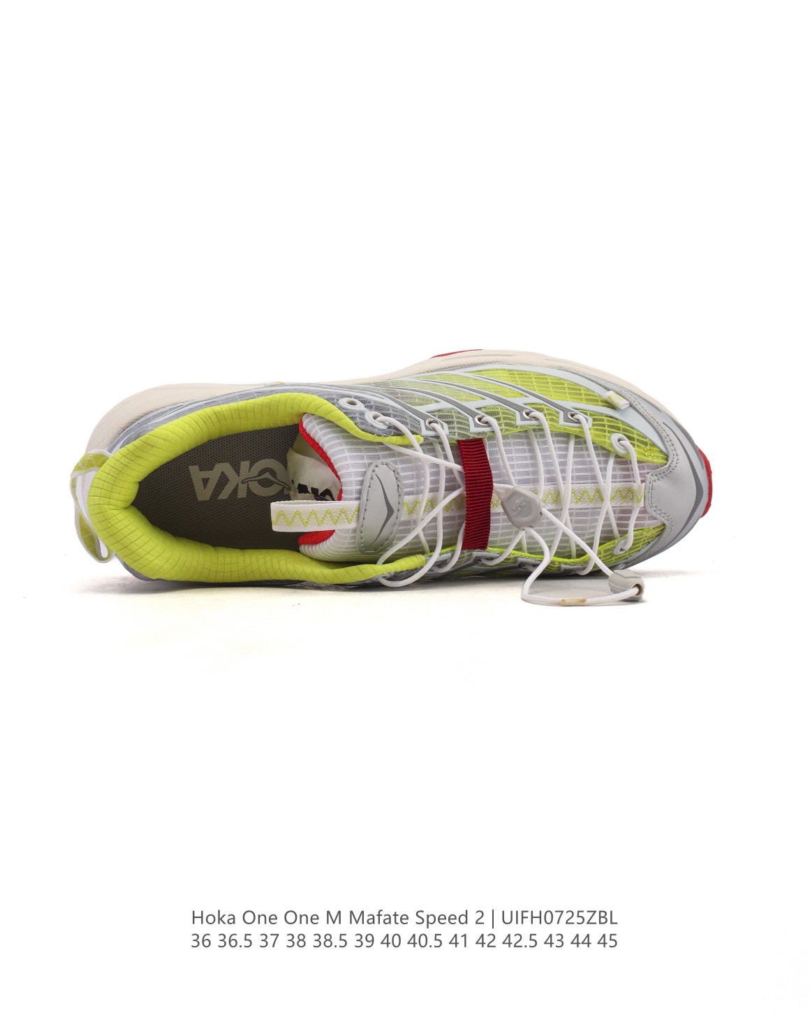 💰190
【公司级】玛法特二代 HOKA ONE ONE Mafate Speed 2 Low 轻量低帮户外越野跑鞋 户外山脉越野轻量运动跑鞋。鞋面用轻的无缝架构，鞋带用了弹性不易松脱的扁宽弹性鞋带，轻薄的TPU贴在透气的鞋面上。以阿尔卑斯山脉为主将亮色与蓝色调覆盖在这轮廓之上，前掌与中掌部分进行加宽，橡胶大底，EVA缓震鞋底用滚动平衡技术引导跑者自然步态。

类型：男女鞋
尺码：36-45含半码
编码：UIFH0725ZBL