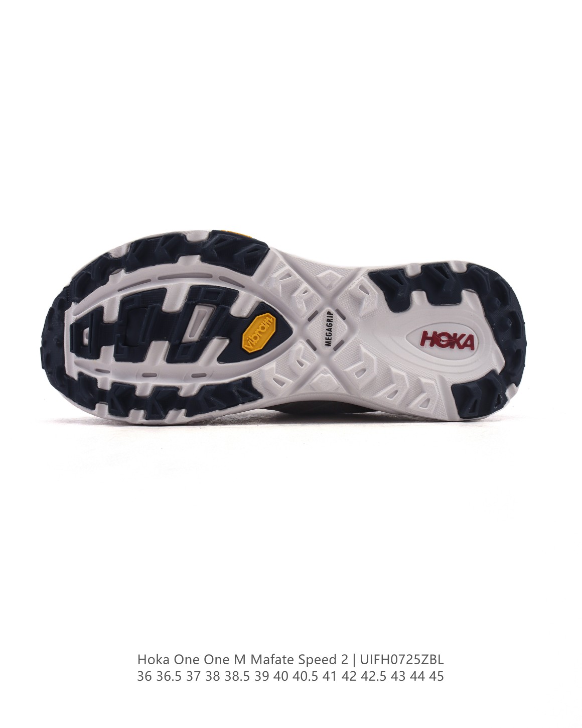 💰190
【公司级】玛法特二代 HOKA ONE ONE Mafate Speed 2 Low 轻量低帮户外越野跑鞋 户外山脉越野轻量运动跑鞋。鞋面用轻的无缝架构，鞋带用了弹性不易松脱的扁宽弹性鞋带，轻薄的TPU贴在透气的鞋面上。以阿尔卑斯山脉为主将亮色与蓝色调覆盖在这轮廓之上，前掌与中掌部分进行加宽，橡胶大底，EVA缓震鞋底用滚动平衡技术引导跑者自然步态。

类型：男女鞋
尺码：36-45含半码
编码：UIFH0725ZBL