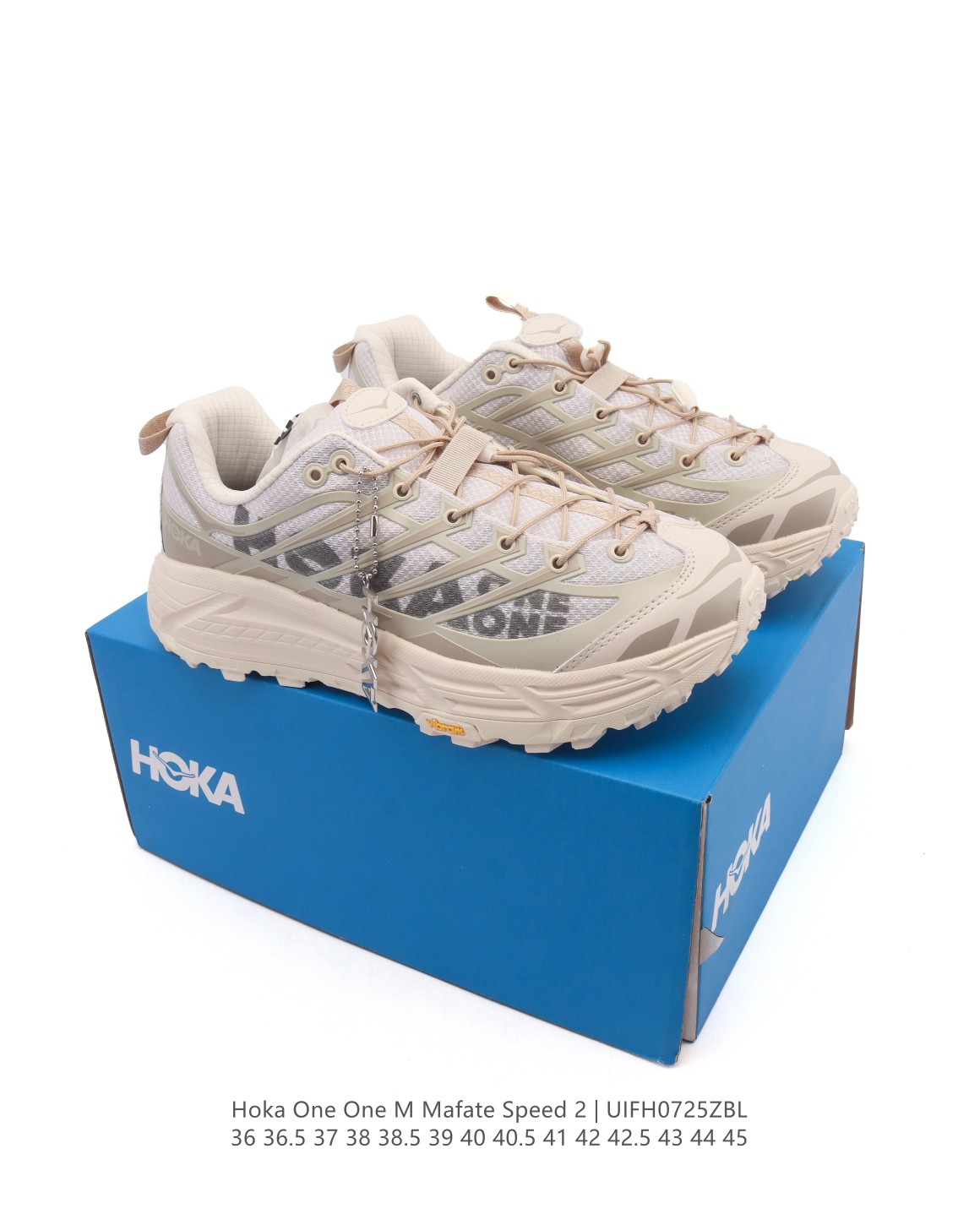 🈴💰190
【公司级】玛法特二代 HOKA ONE ONE Mafate Speed 2 Low 轻量低帮户外越野跑鞋 户外山脉越野轻量运动跑鞋。鞋面用轻的无缝架构，鞋带用了弹性不易松脱的扁宽弹性鞋带，轻薄的TPU贴在透气的鞋面上。以阿尔卑斯山脉为主将亮色与蓝色调覆盖在这轮廓之上，前掌与中掌部分进行加宽，橡胶大底，EVA缓震鞋底用滚动平衡技术引导跑者自然步态。

类型：男女鞋
尺码：36-45含半码
编码：UIFH0725ZBL