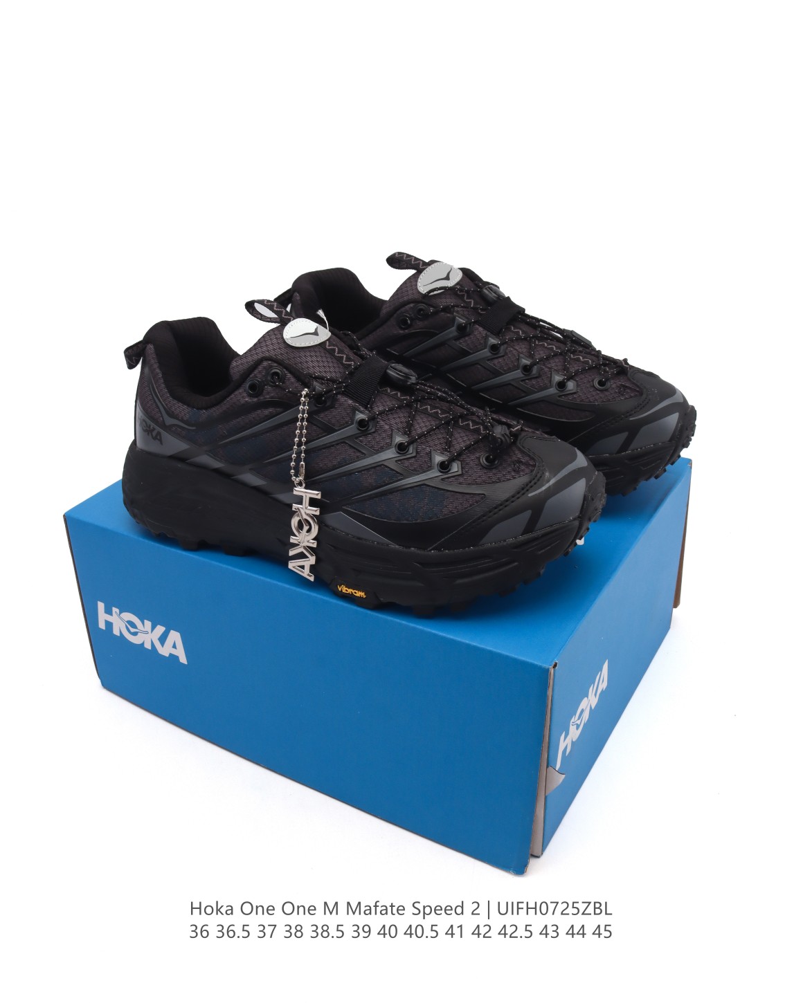 🈴💰190
【公司级】玛法特二代 HOKA ONE ONE Mafate Speed 2 Low 轻量低帮户外越野跑鞋 户外山脉越野轻量运动跑鞋。鞋面用轻的无缝架构，鞋带用了弹性不易松脱的扁宽弹性鞋带，轻薄的TPU贴在透气的鞋面上。以阿尔卑斯山脉为主将亮色与蓝色调覆盖在这轮廓之上，前掌与中掌部分进行加宽，橡胶大底，EVA缓震鞋底用滚动平衡技术引导跑者自然步态。

类型：男女鞋
尺码：36-45含半码
编码：UIFH0725ZBL