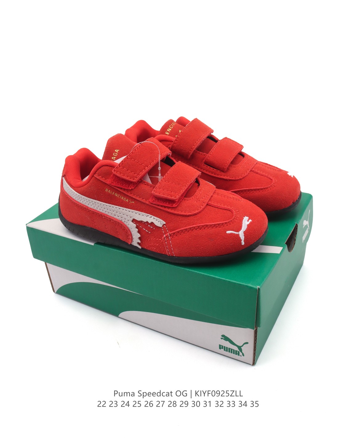 图片[9]-【童鞋PUMA Speedca OG 彪马极速赛车系列儿童低帮德训风拼接复古百搭休闲运动赛车鞋 鞋款从80、90年代赛车手所穿的防火赛车鞋为原型，鞋身线条模仿了赛车的流线廓形，体现了空气动力学原理的结构。简约流畅的外观，恰好又和贯穿其中的Formstrip Logo融合恰到好处，视觉上细节丰富且协调。本次Speedcat OG鞋款归来，最大看点自然式保留了窄版鞋型以及薄底构造。这两年各品牌鞋底越做越厚，Speedcat反其道而行之，上脚几乎无鞋底的效果带来耳目一新的视觉体验。鞋面依旧是以质感透气柔软皮革材质打造，并且大面积近乎全包裹的使用，复古味道也愈发浓烈。配色上更是将最原始的黑色和红色带回，向F1赛车队的标志性队服致敬。相信让各位一眼种草的更多是出挑的大红色，上脚即可瞬间点亮整体造型，在以球鞋为核心的OOTD中脱颖而出。而另一款黑色则是低调的万金油，彰显新潮个性的同时又不喧宾夺主，也是热爱简约系穿搭朋友的首选。 货号：406329 尺码：22-35-选品中心