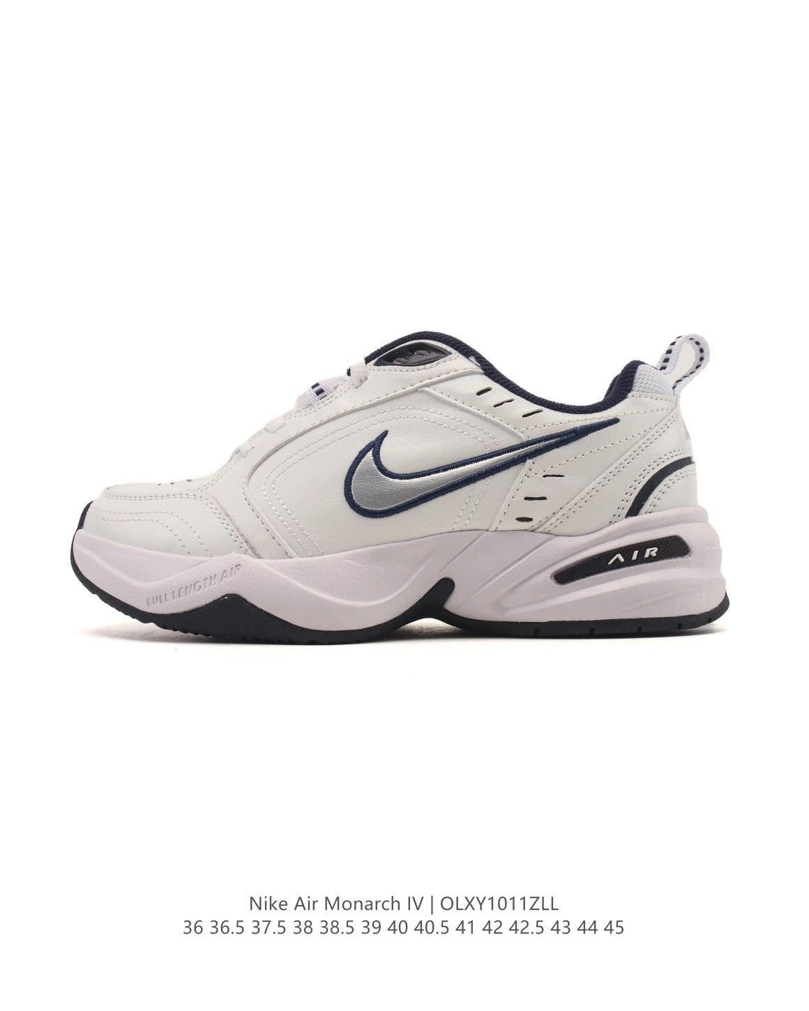 💰100
耐克 Nike Air Monarch IV男女子训练鞋厚底老爹鞋休闲复古运动鞋。Nike Air Monarch IV 运动鞋为你打造出众的训练装备，耐穿鞋面提供有效支撑。轻盈泡绵结合 Nike Air 缓震配置，塑就舒适非凡的迈步体验。皮革、合成材质与织物组合鞋面，塑就经典外观，经久耐穿，全掌内嵌式 Air 缓震配置，缔造出众缓震体验，舒适非凡，支撑力强，硬质橡胶外底经久耐穿，提供可驾驭多种地面的出众抓地力。

类型：男女鞋
货号：IB4607
码数：36 36.5 37.5 38 38.5 39 40 40.5 41 42 42.5 43 44 45
编码：OLXY1011ZLL