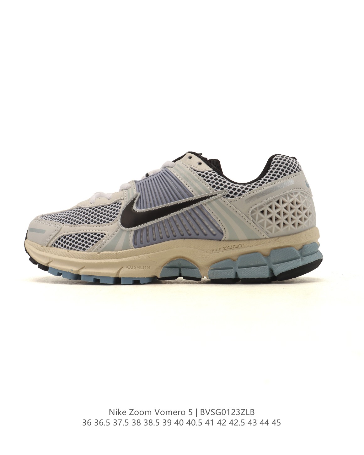 🈴💰105
【真标】Nike 耐克夏季 ZOOM VOMERO 5 运动鞋休闲训练跑步鞋，Nike Zoom Vomero 5 运动鞋妥帖包覆足部，提供透气支撑效果。耐穿材料组合设计，助你从容应对日常挑战。柔软泡绵和 Zoom Air 缓震配置，缔造轻盈舒适的顺畅迈步体验。网眼布搭配优质覆面，透气耐穿，Cushlon 泡绵搭配 Zoom Air 缓震配置，塑就回弹缓震的顺畅迈步体验，外底融入橡胶贴片，铸就非凡抓地力。

货号：FN7649-419
尺码：36 36.5 37.5 38 38.5 39 40 40.5 41 42 42.5 43 44 45
编码：BVSG0123ZLB