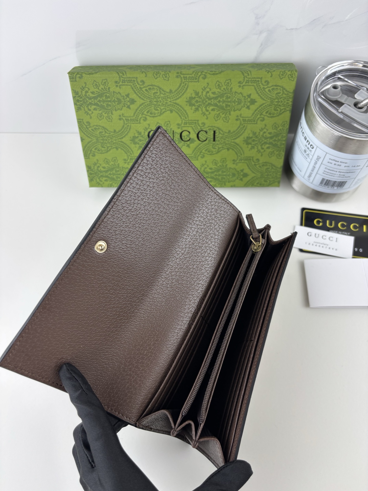 GUCCI Ophidiaシリーズ 二つ折り長財布 GG Supreme PVC製