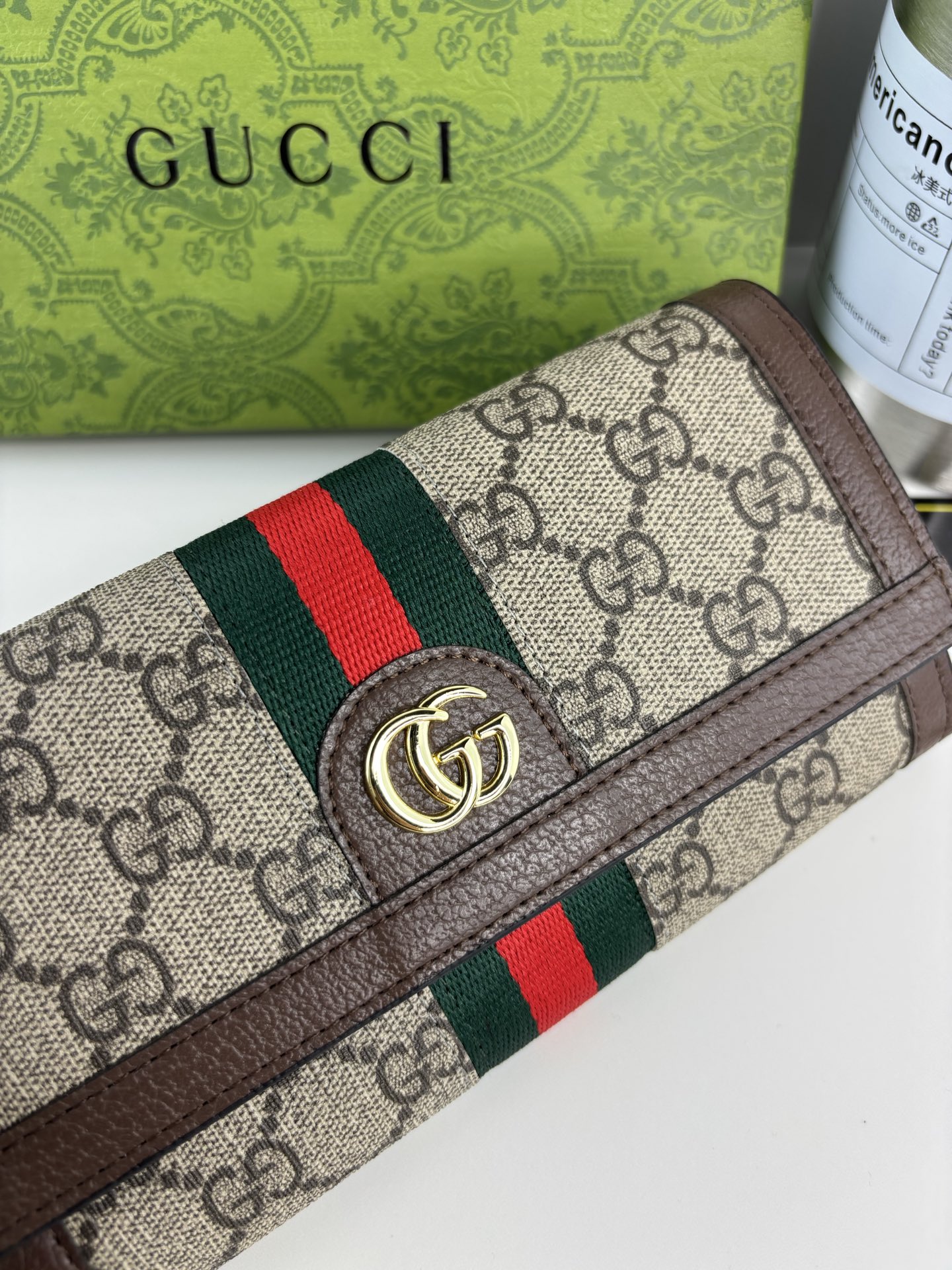 GUCCI Ophidiaシリーズ 二つ折り長財布 GG Supreme PVC製