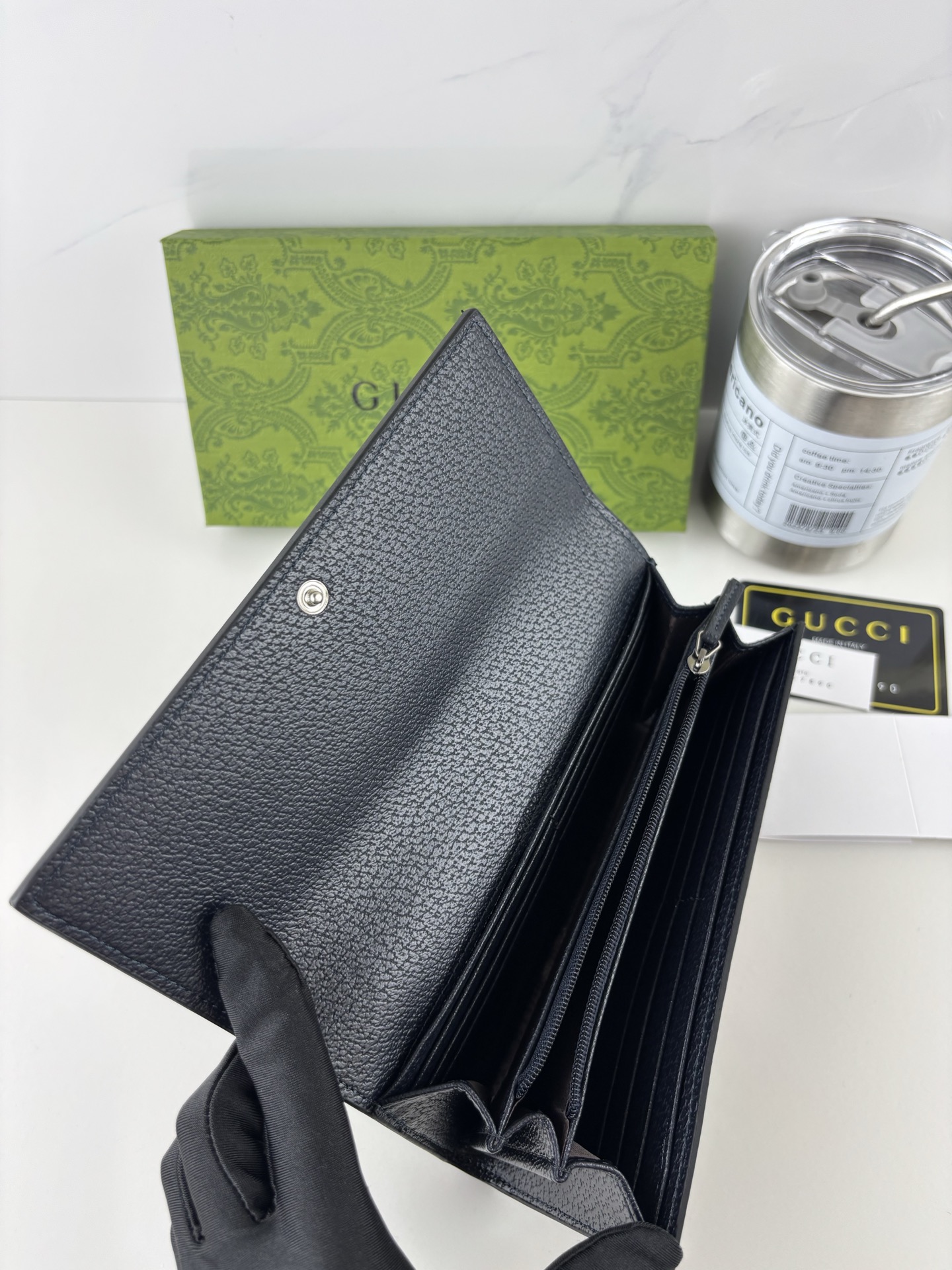 GUCCI Ophidiaシリーズ 二折長夹 GG Supreme PVC製