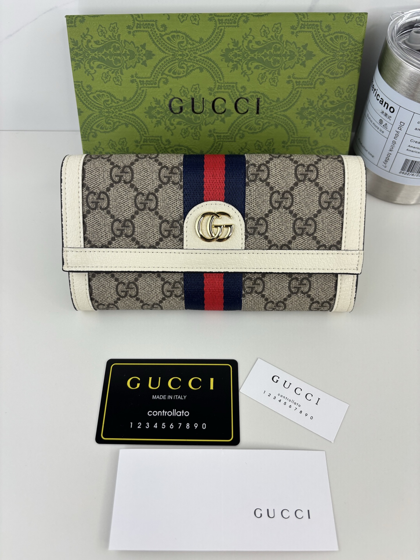 GUCCI Ophidiaシリーズ 二つ折り長財布 GG Supreme PVC