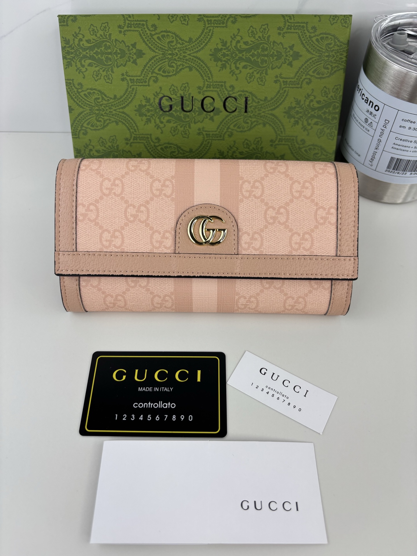 GUCCI Ophidiaシリーズ 二つ折り長財布 GG Supreme PVC製