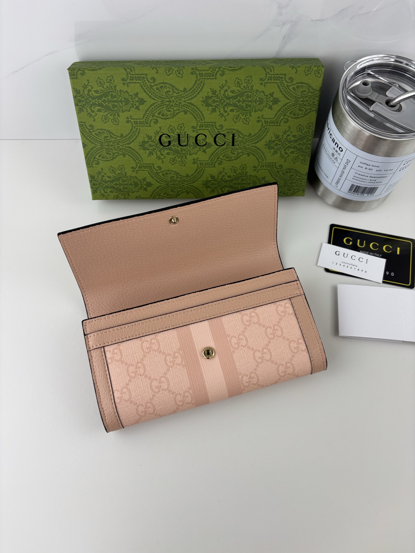 GUCCI Ophidiaシリーズ 二つ折り長財布 GG Supreme PVC製