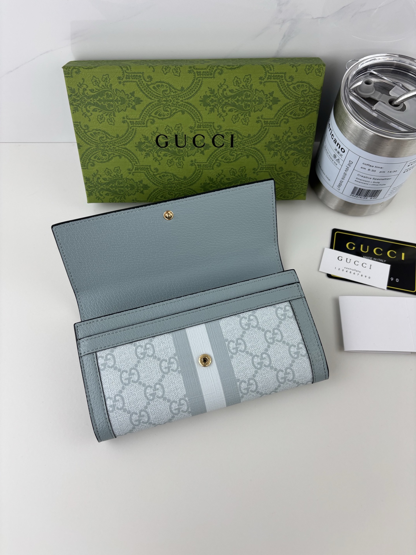 GUCCI Ophidiaシリーズ 二つ折り長財布 GG Supreme PVC素材