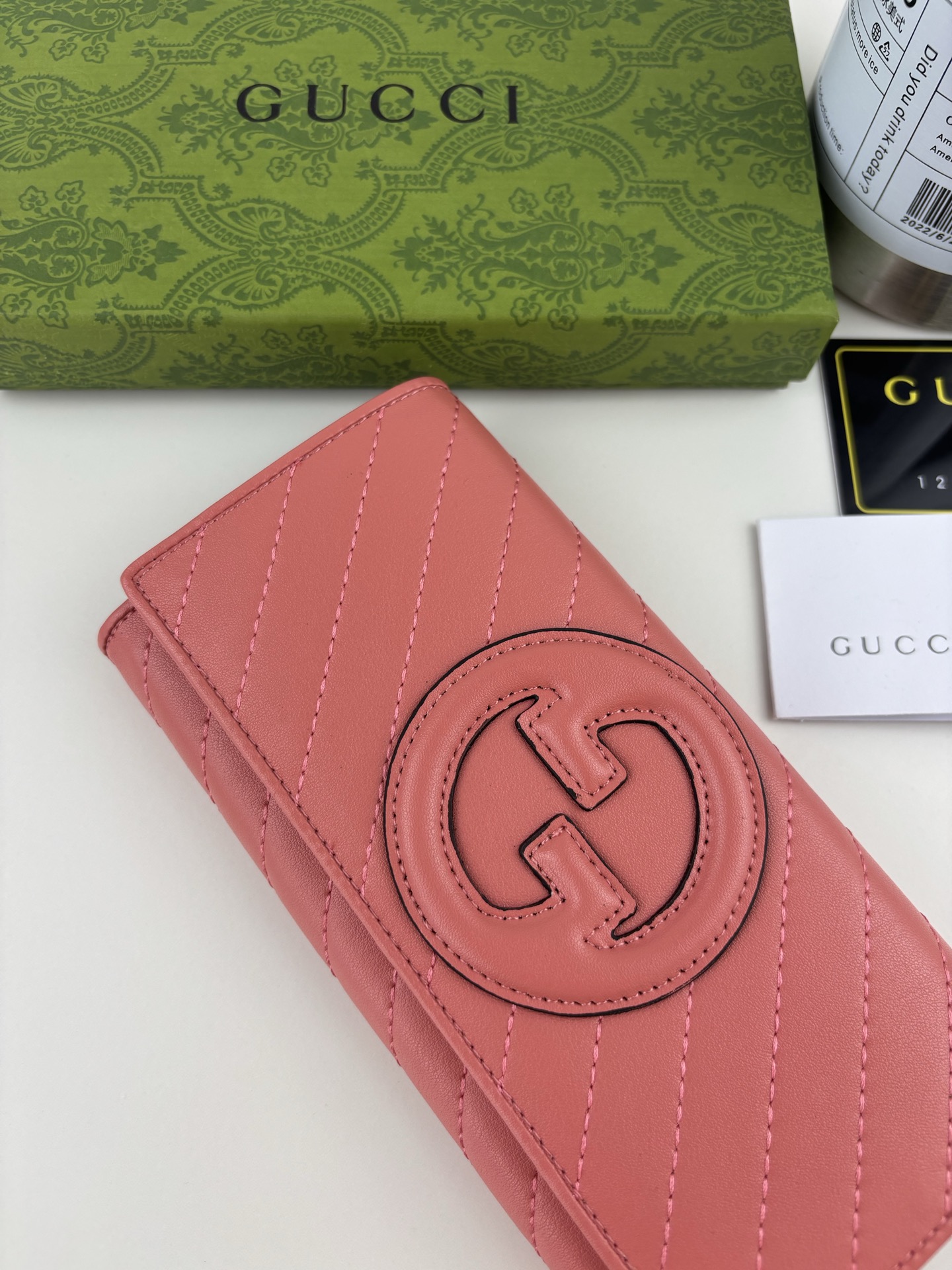 Gucci Blondieシリーズ ダブルGデザイン ピンクレザー