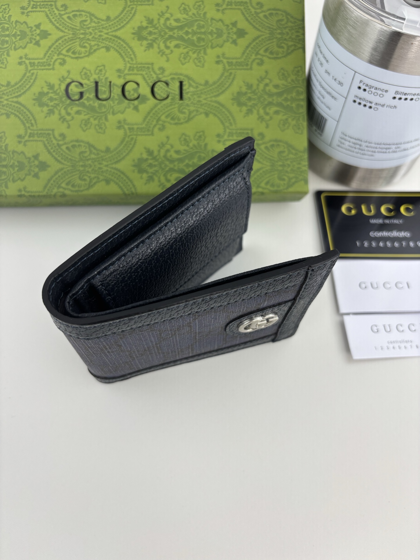 Gucci Ophidiaシリーズカードケース - ブルーGGスプリームデザイン