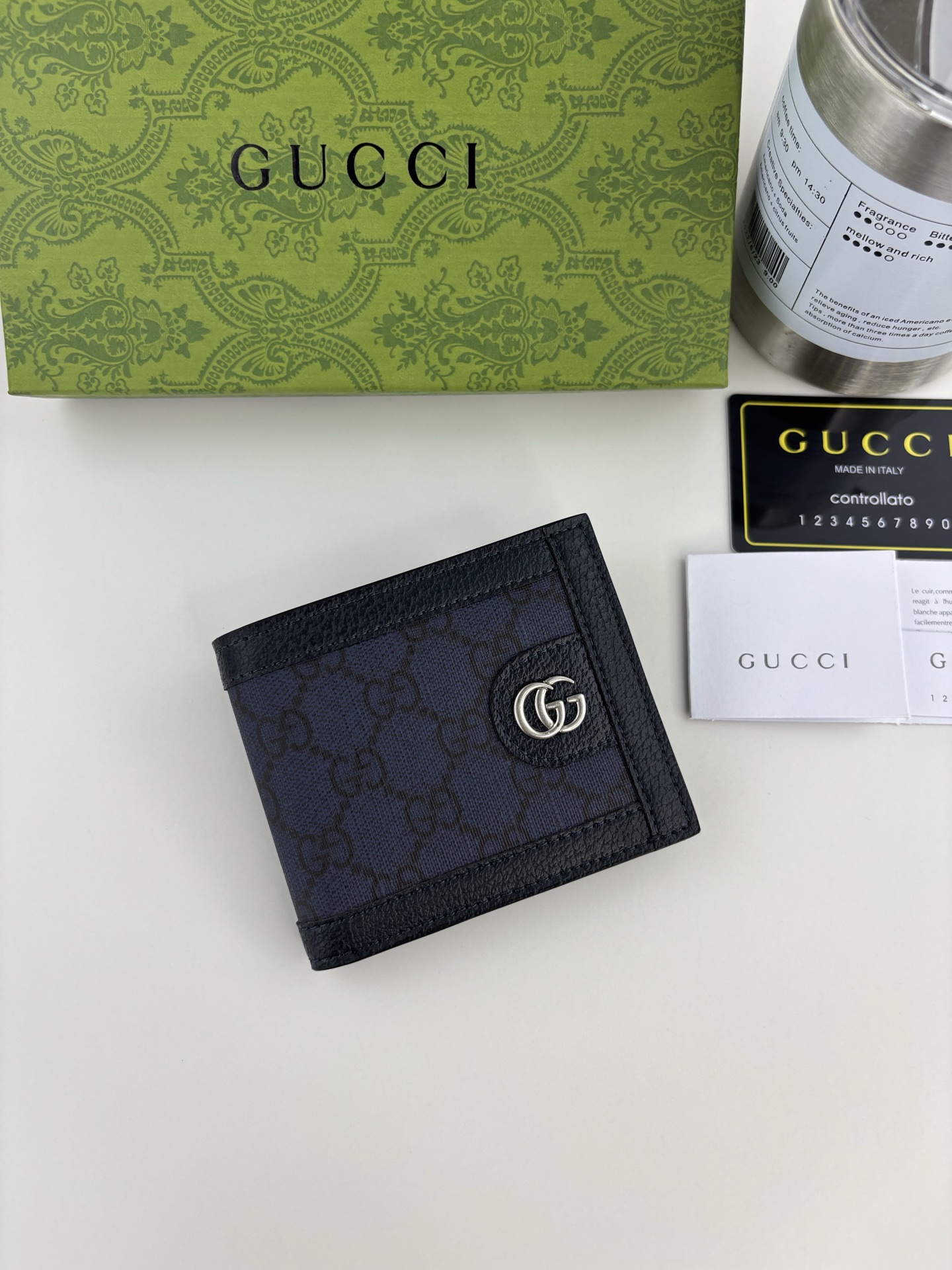 Gucci Ophidiaシリーズカードケース - ブルーGGスプリームデザイン