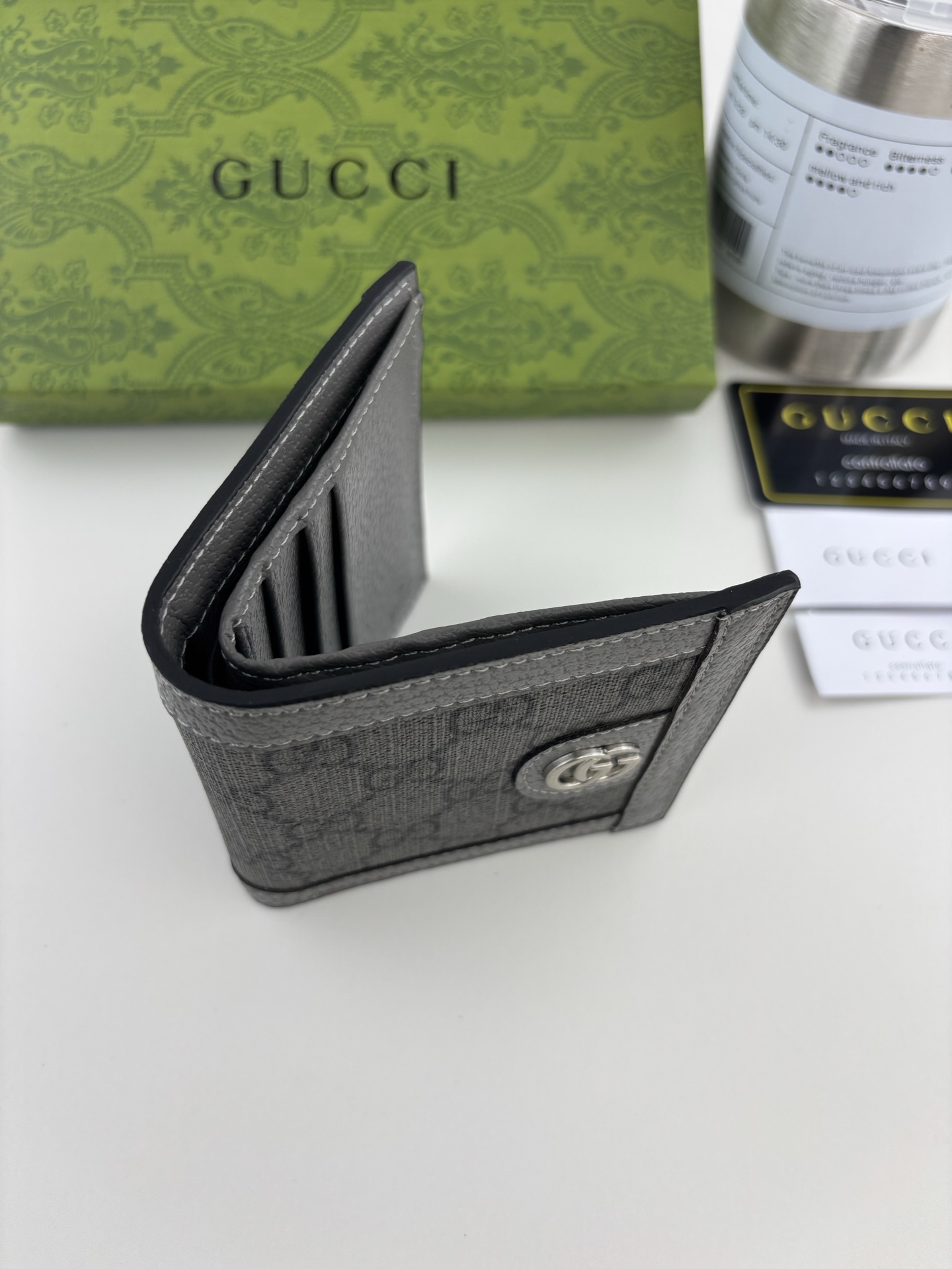 Gucci Ophidiaシリーズカードケース - 灰色GG Supremeデザイン