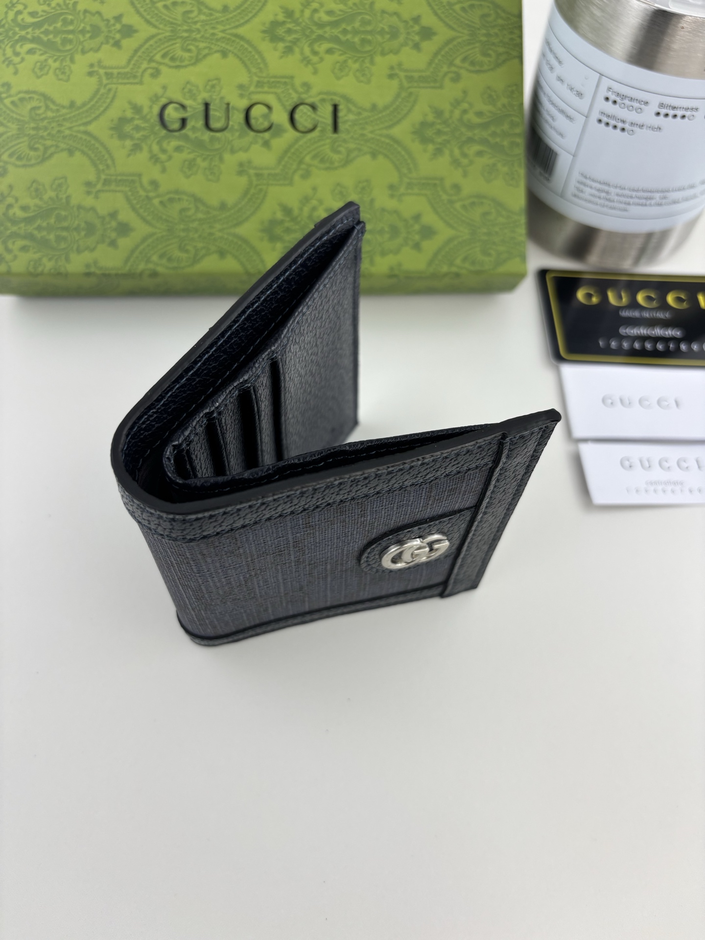 Gucci Ophidiaシリーズカードケース - 藍色GG Supremeデザイン