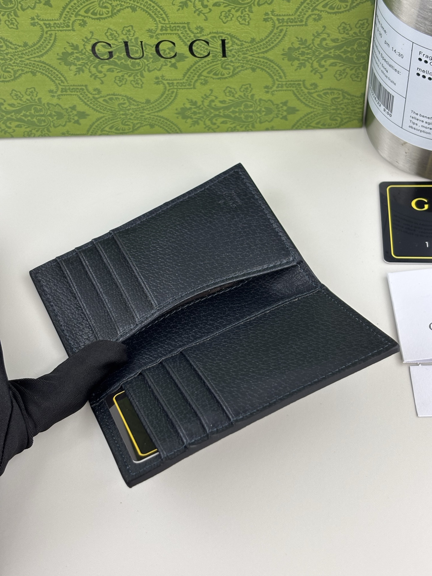 Gucci Ophidiaシリーズ短夹 - ブルーGG Supreme帆布とダブルG装飾