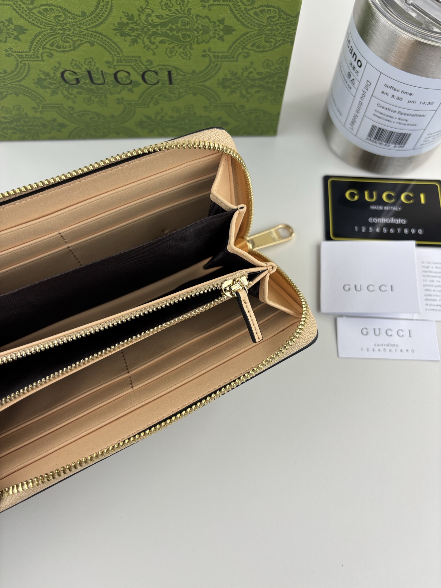 GUCCI 長財布 馬衔扣プリントデザイン GG Supreme帆布