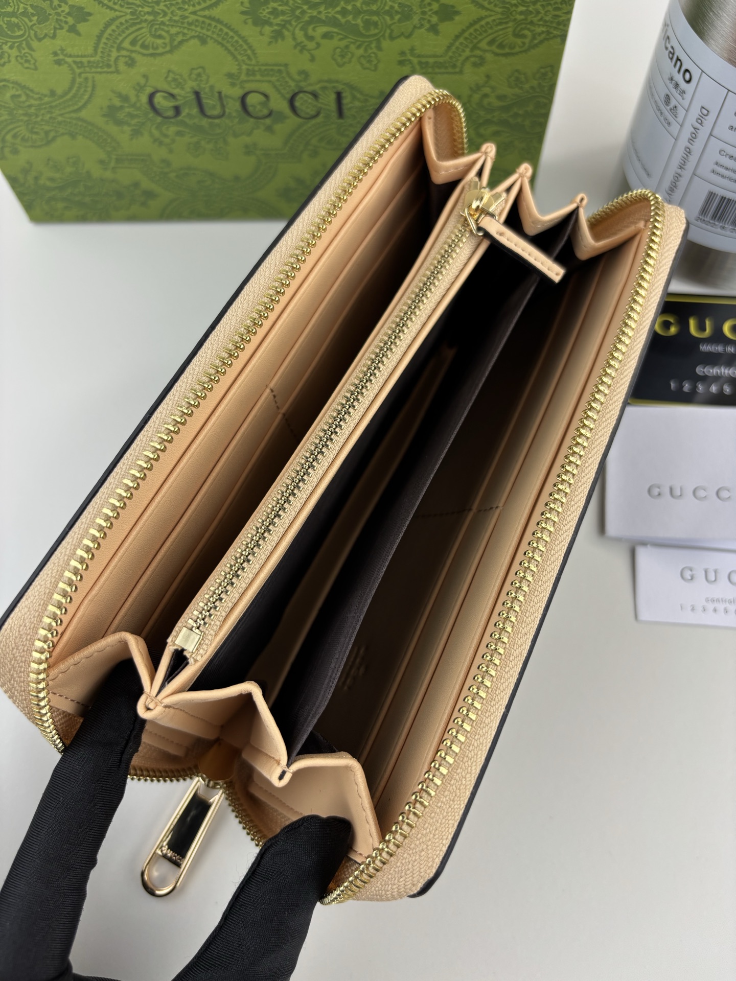 GUCCI 長財布 馬衔扣プリントデザイン GG Supreme帆布