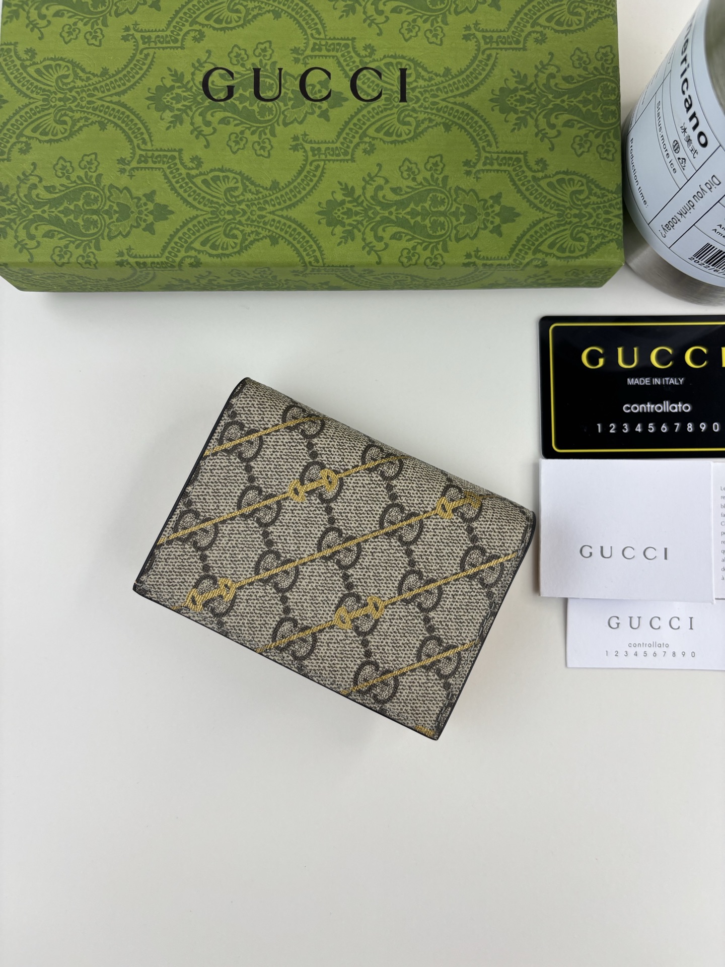 GUCCI 馬衔扣印花長夹財布 GG Supreme帆布製