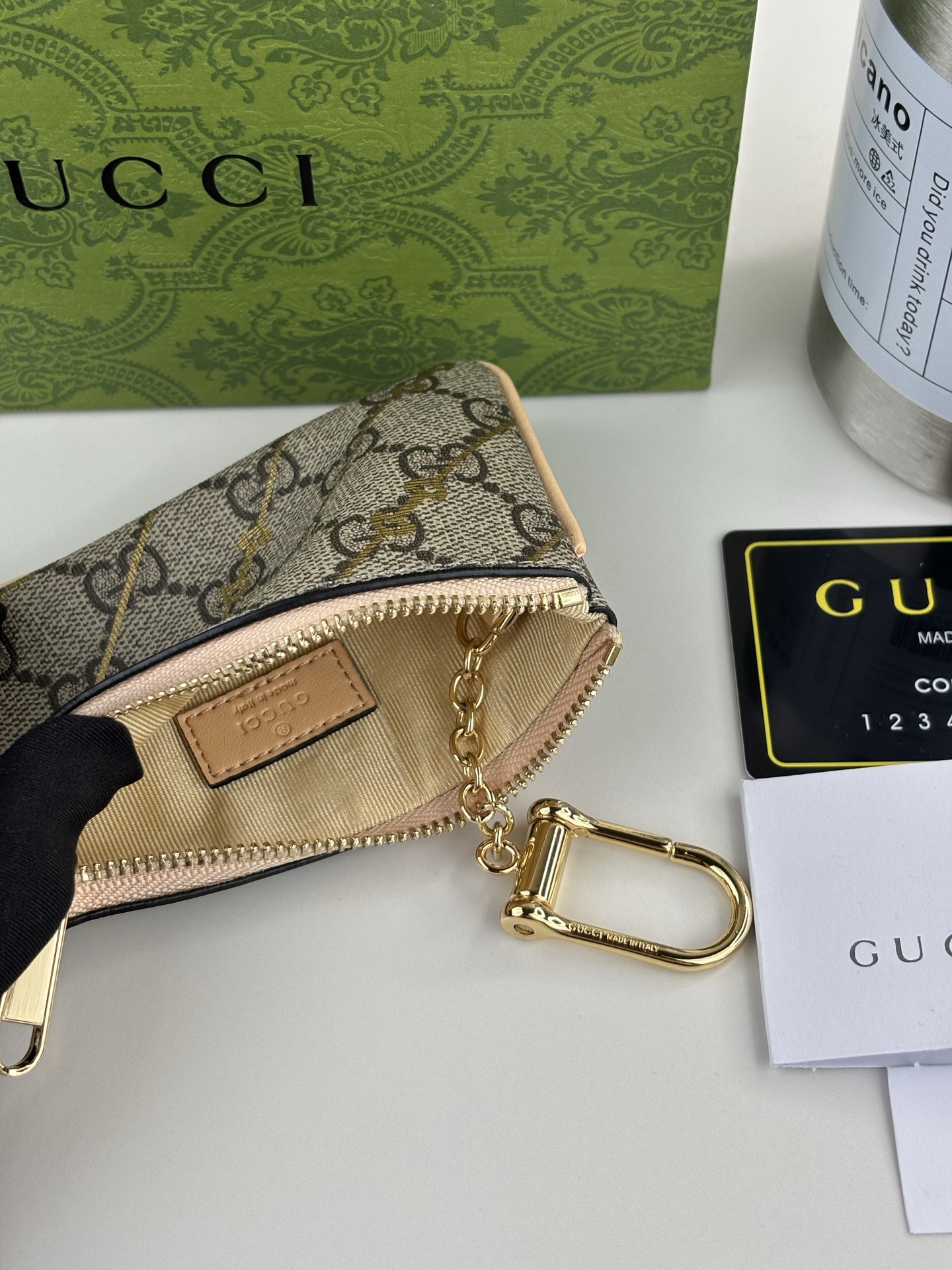 GUCCI 馬衝扣印花長夹財布 GG Supreme 帆布製