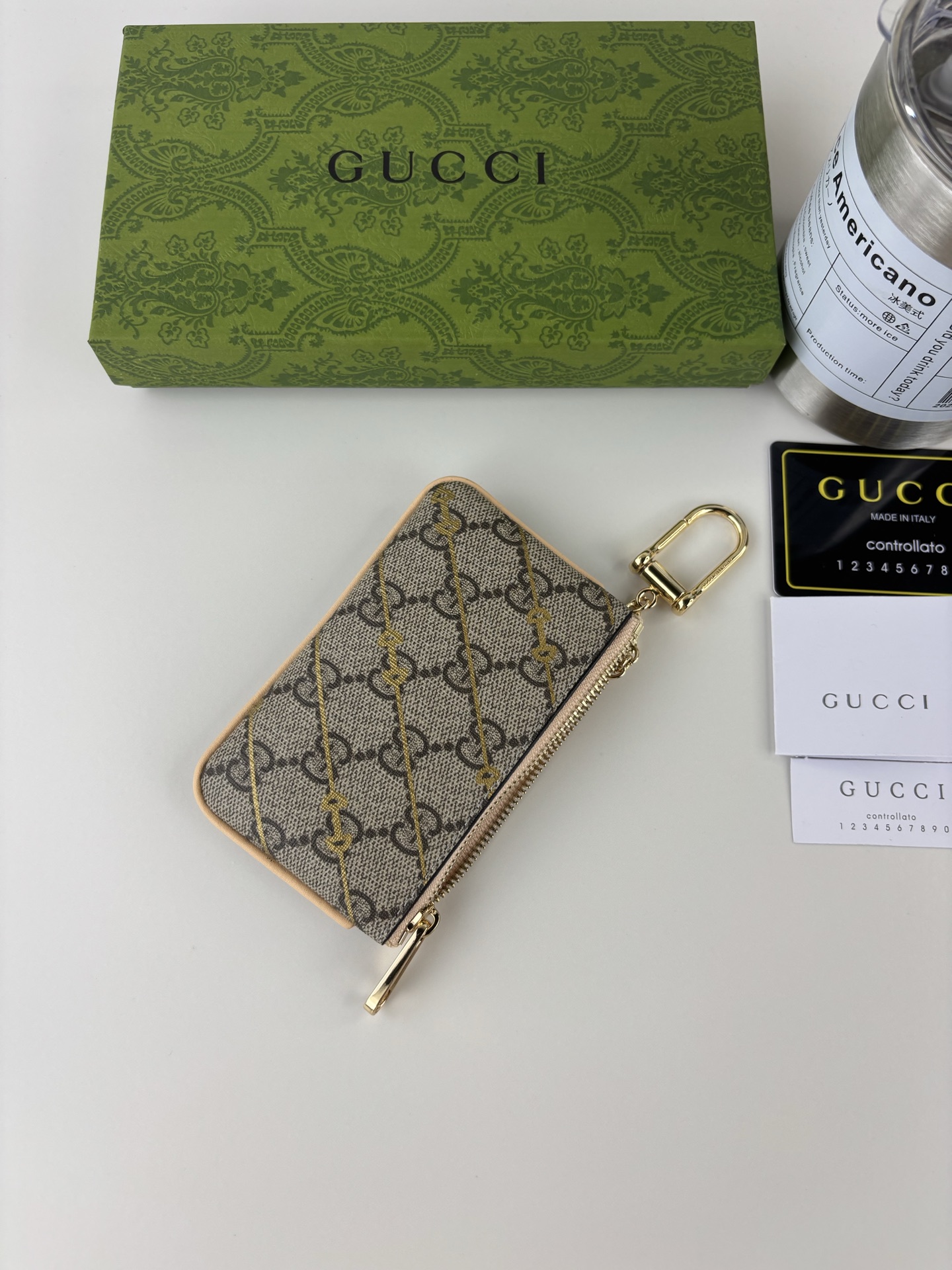 GUCCI 馬衝扣印花長夹財布 GG Supreme 帆布製