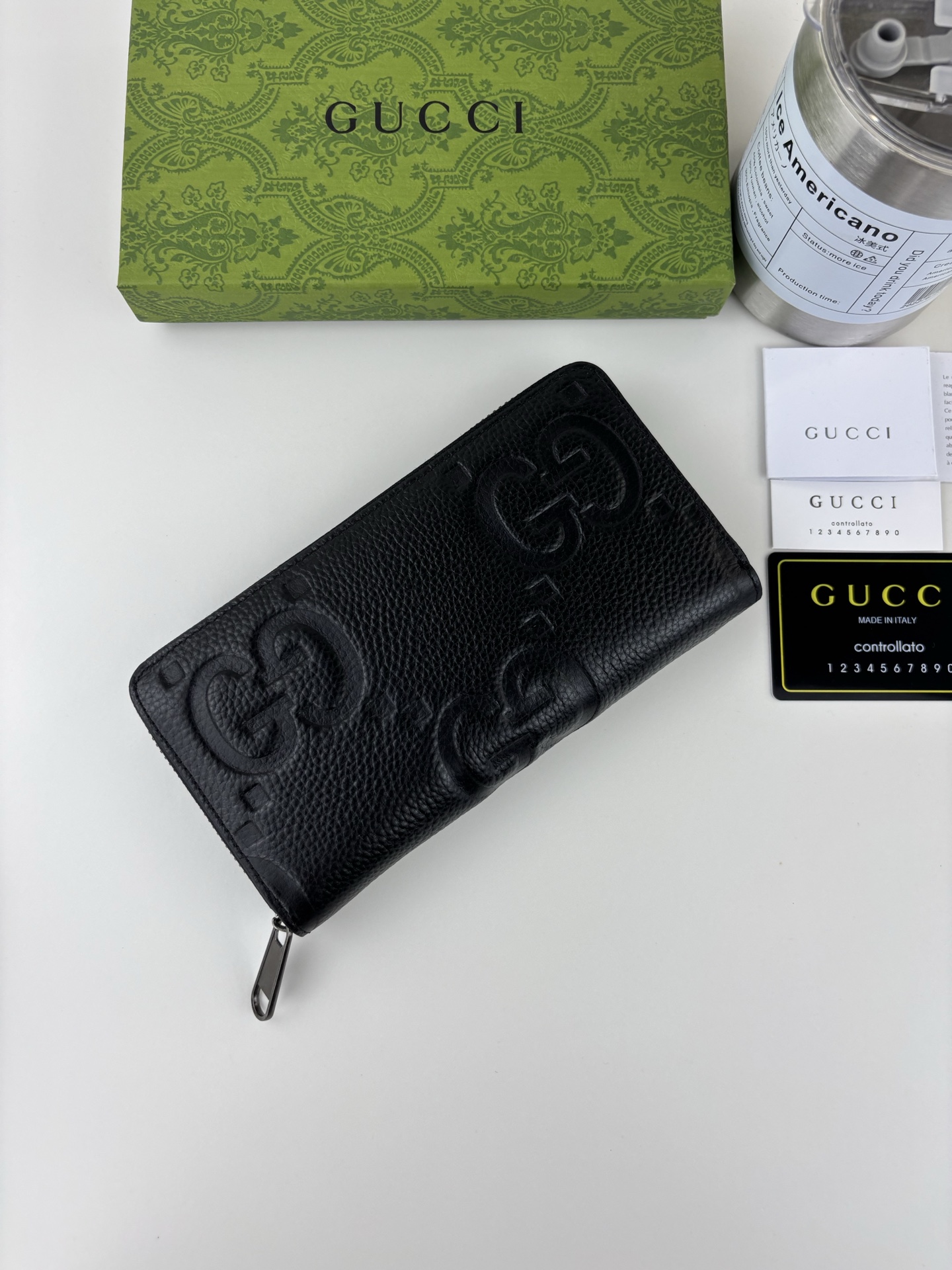 Gucci スーパー双G全ラチェン式財布 ブラック