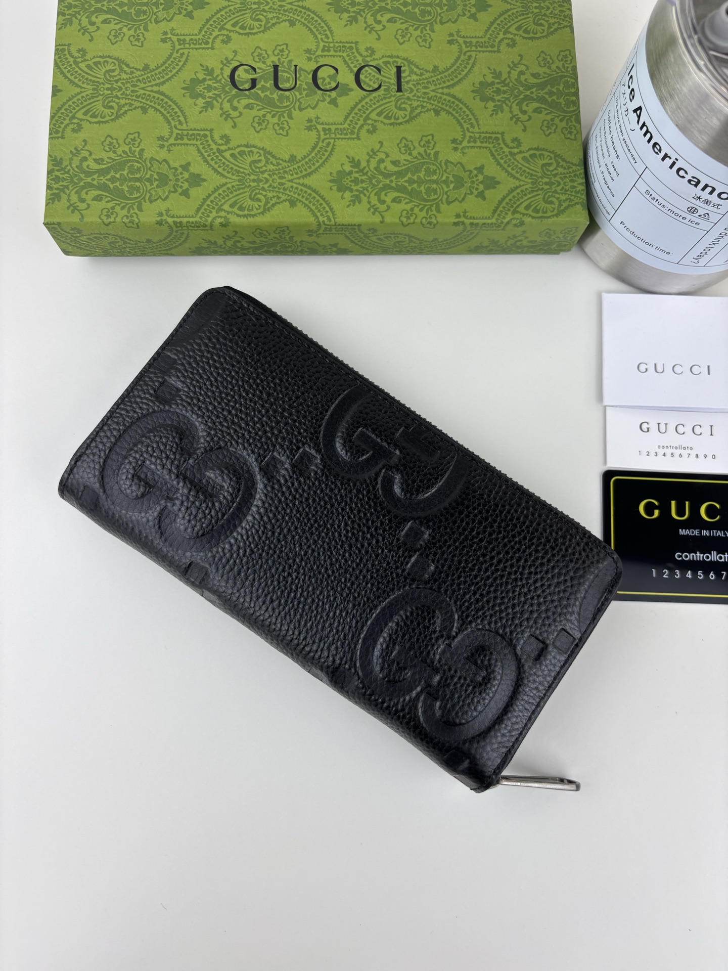 Gucci スーパー双G全ラチェン式財布 ブラック