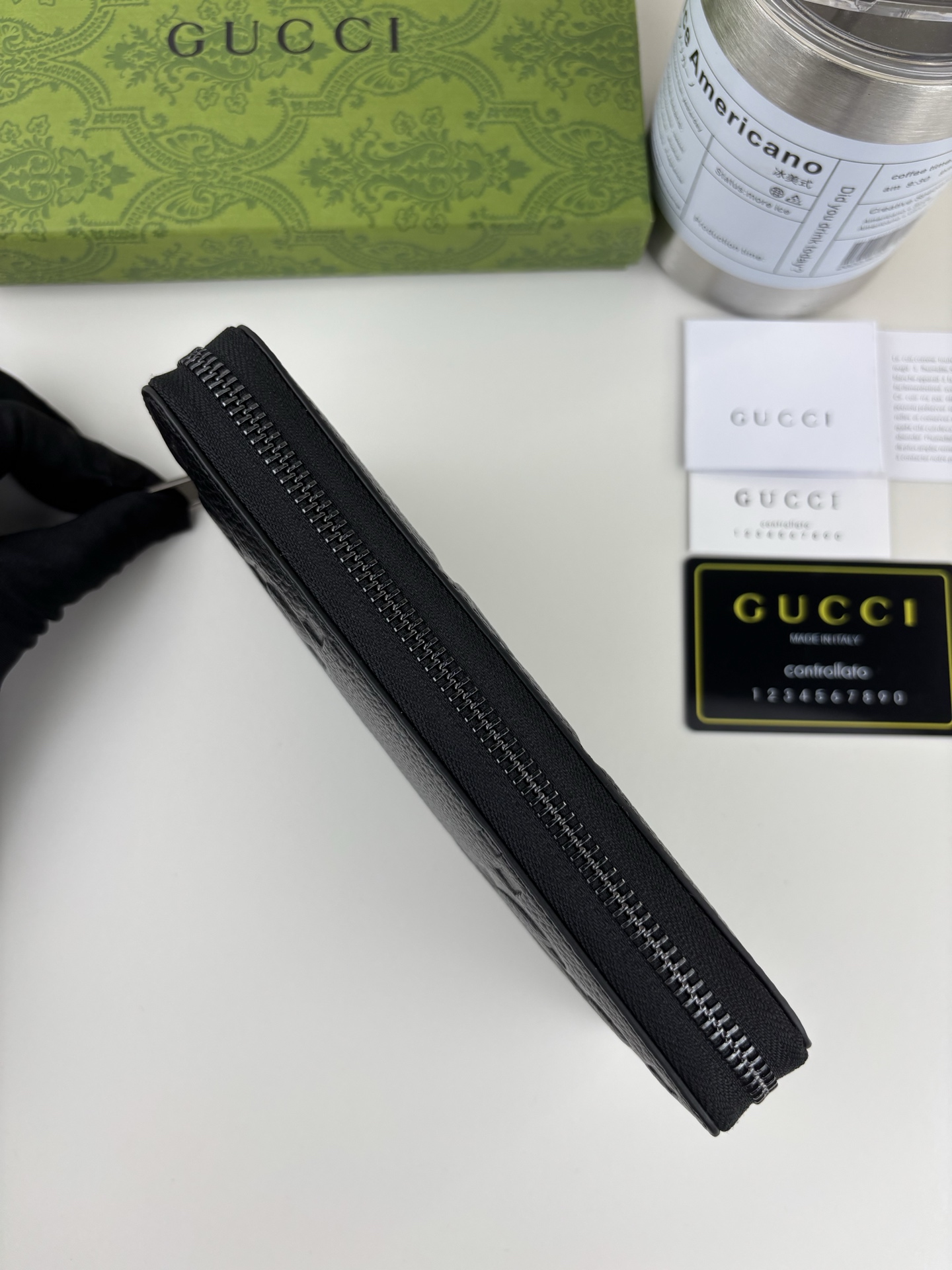 Gucci スーパー双G全ラチェン式財布 ブラック