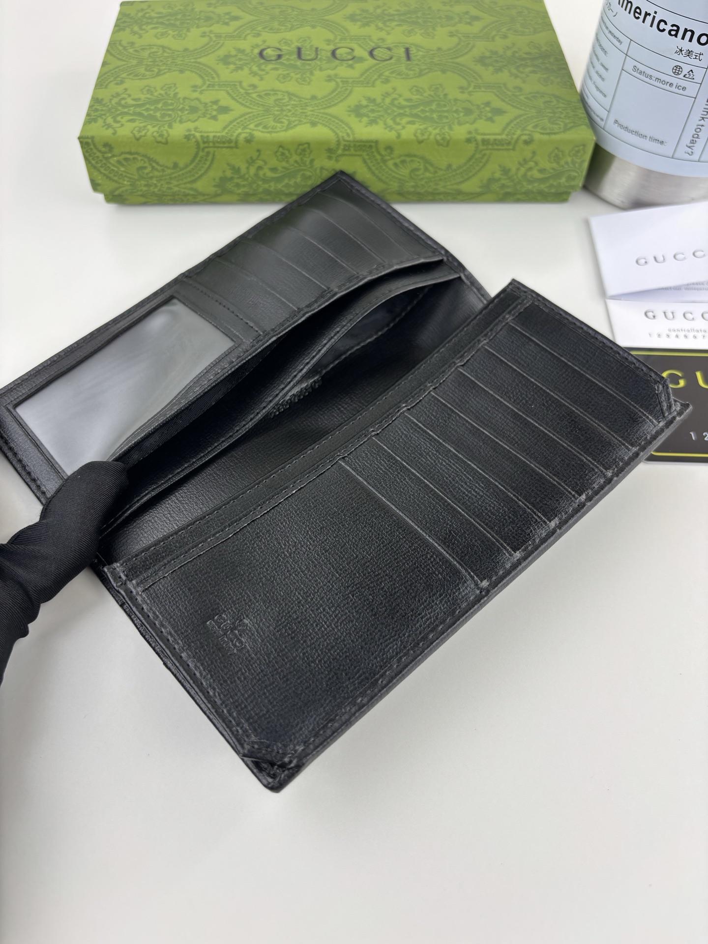 GUCCI 長財布 ブラック GG Supreme 帆布 素材