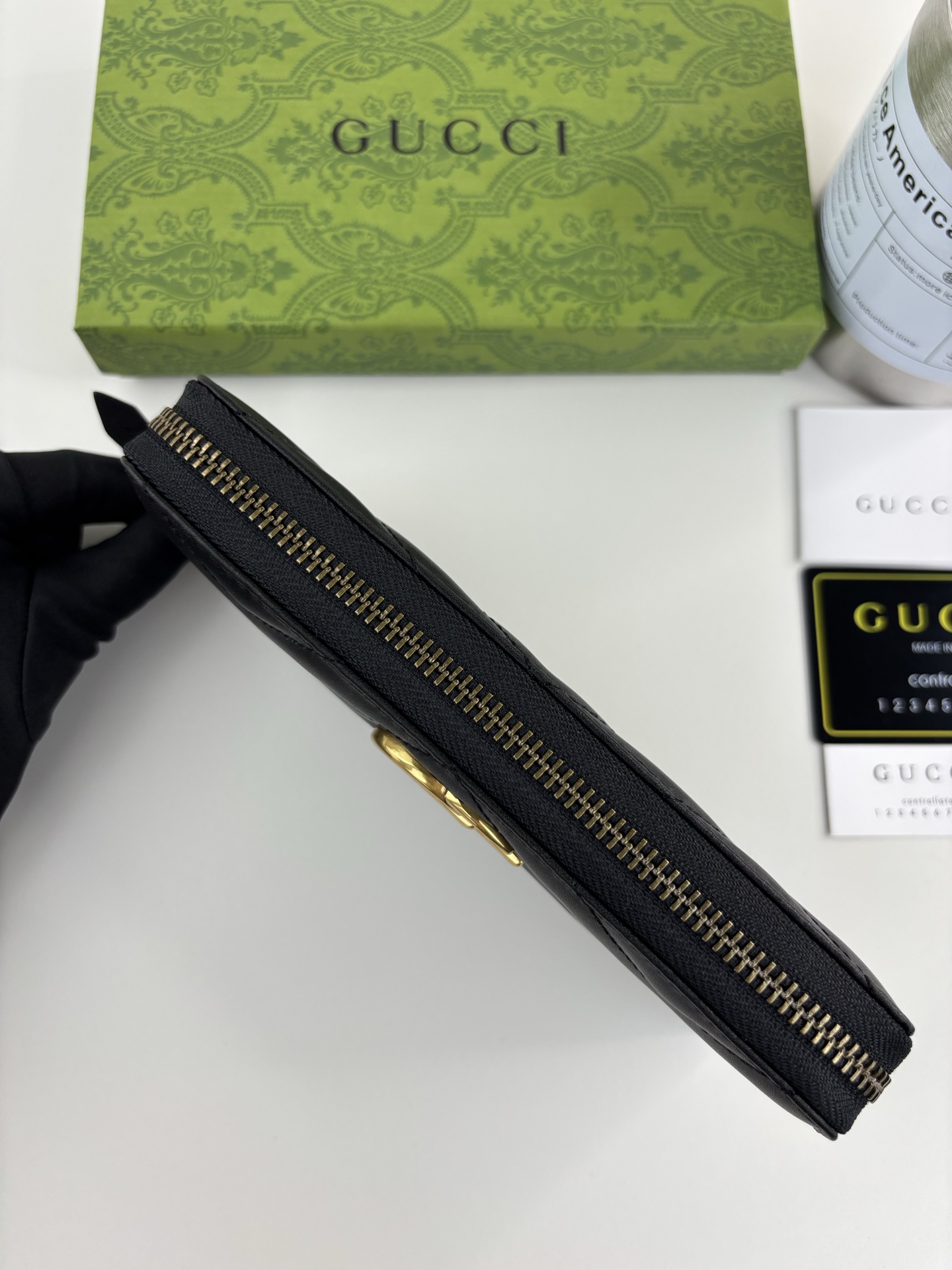 GUCCI GG Marmont 長款ラウンドジッパー財布 ブラック