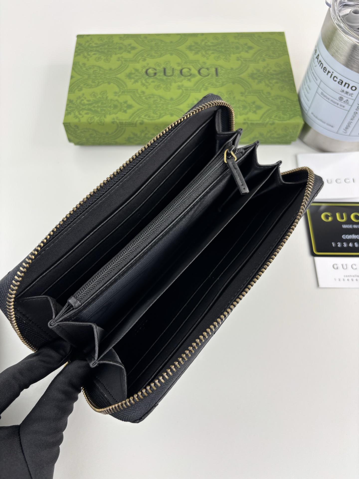 GUCCI GG Marmont 長款ラウンドジッパー財布 ブラック