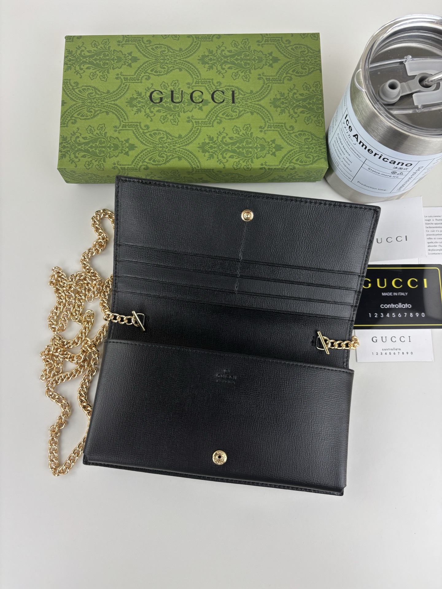 Gucci 1955馬衔扣カードケース GG Supremeキャンバスとレザー製
