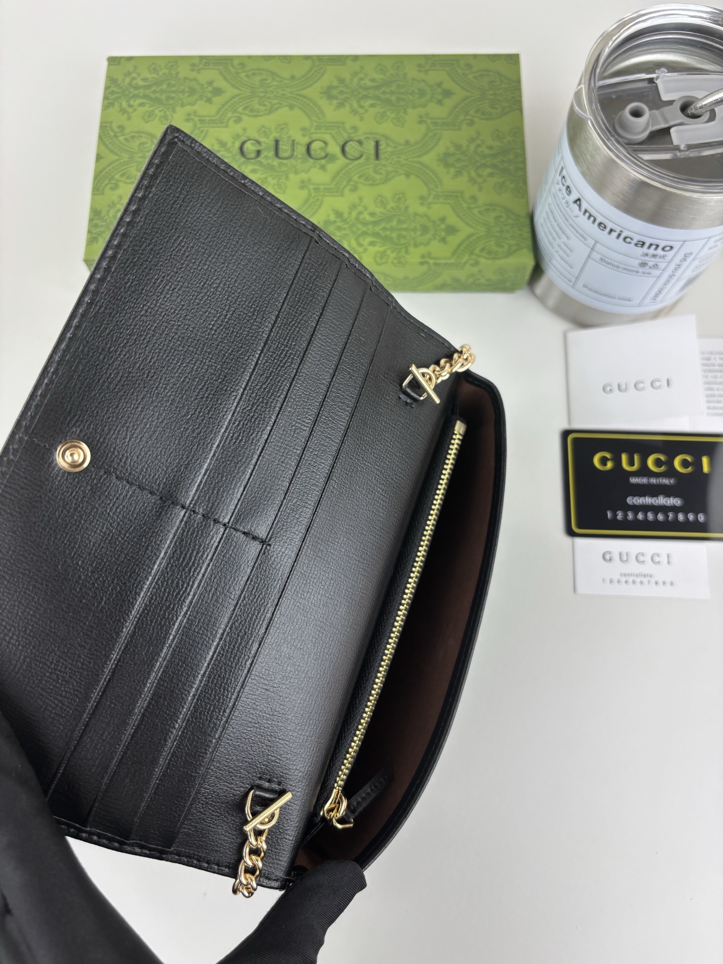 Gucci 1955馬衔扣カードケース GG Supremeキャンバスとレザー製