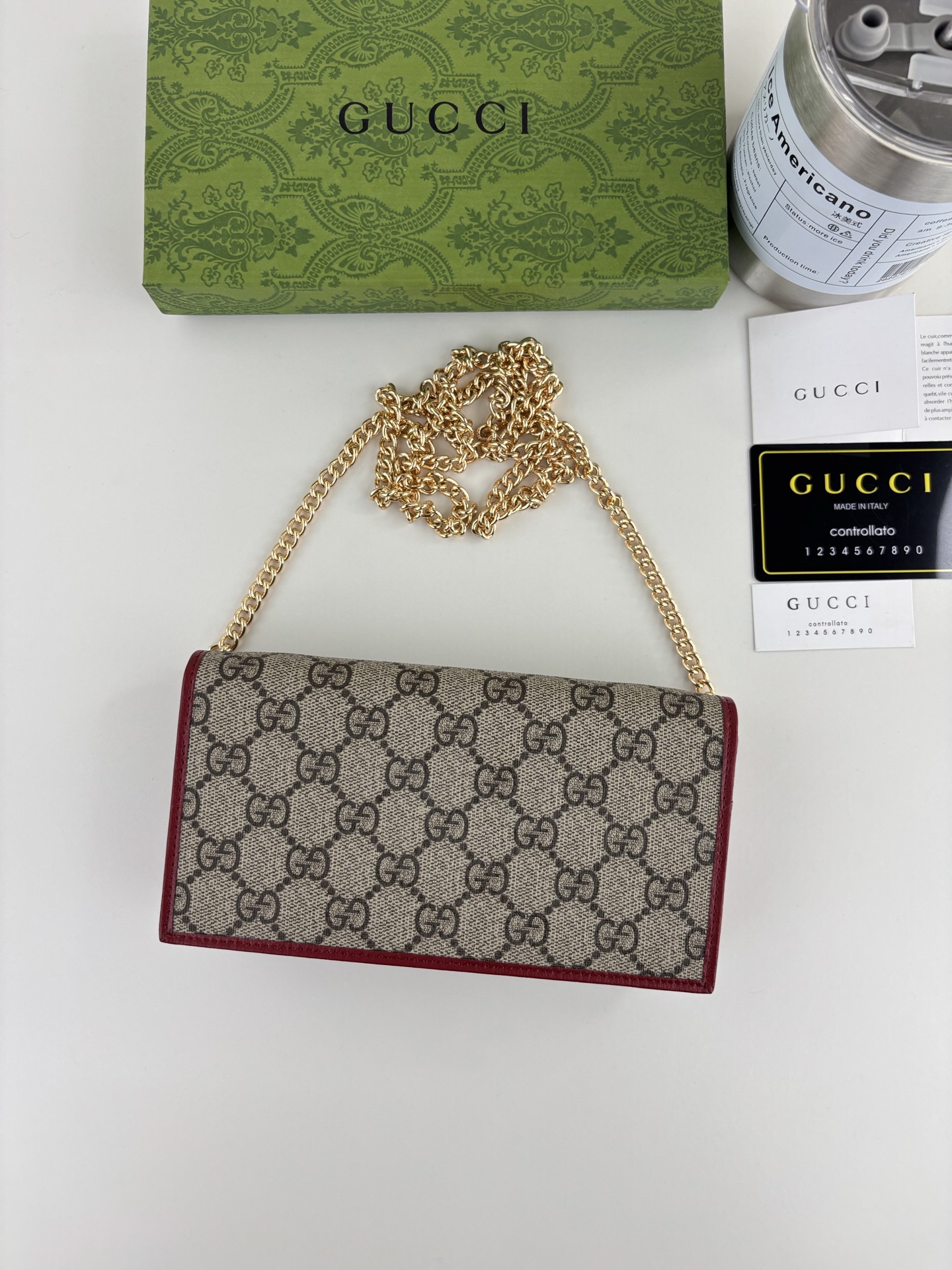 Gucci 1955馬衔扣カードケース GG Supreme高級人造帆布と皮革製