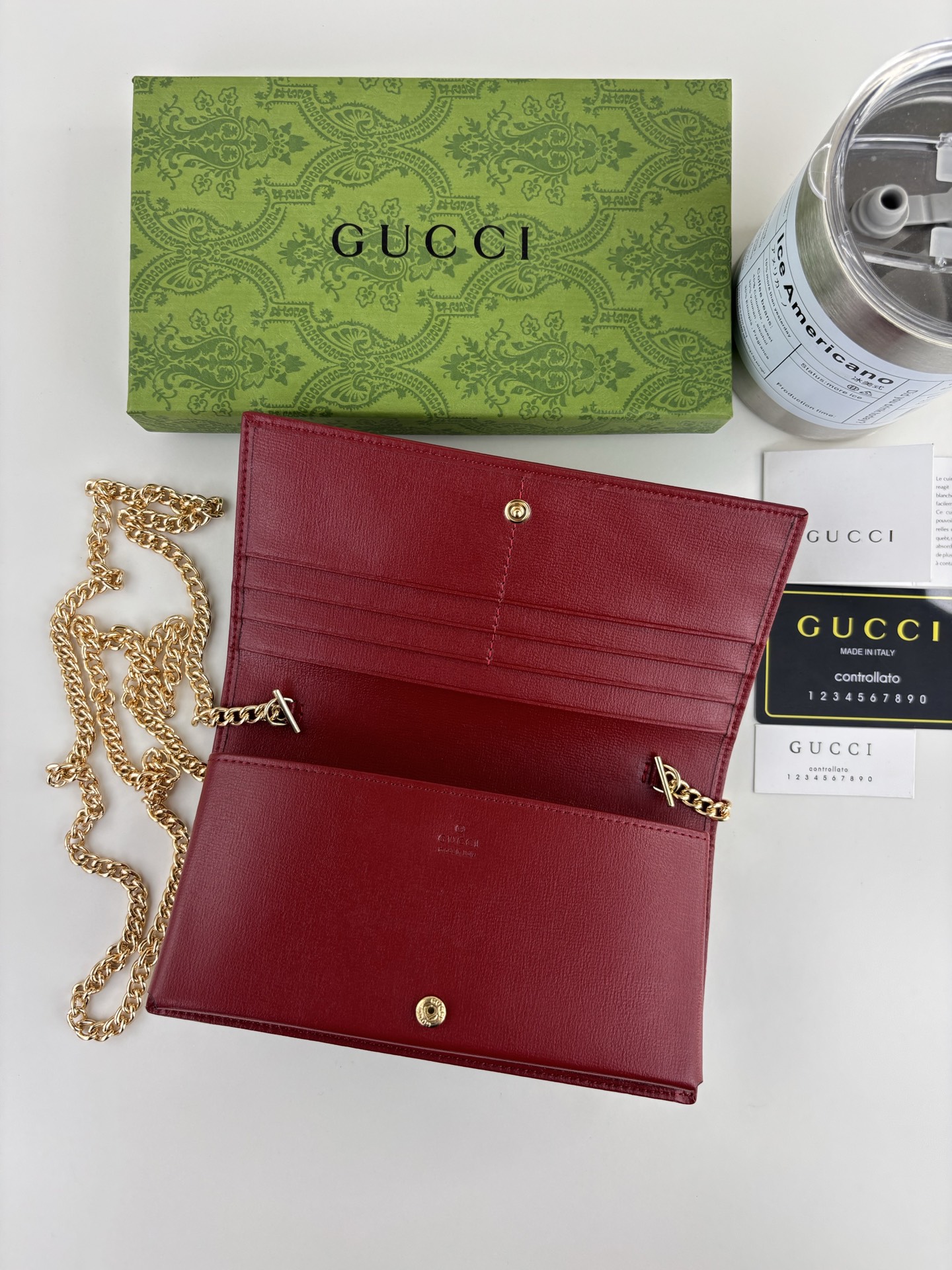 Gucci 1955馬衔扣カードケース GG Supreme高級人造帆布と皮革製
