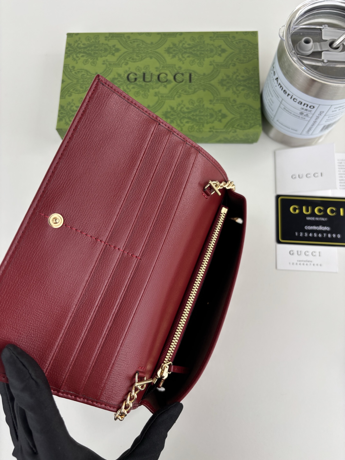 Gucci 1955馬衔扣カードケース GG Supreme高級人造帆布と皮革製