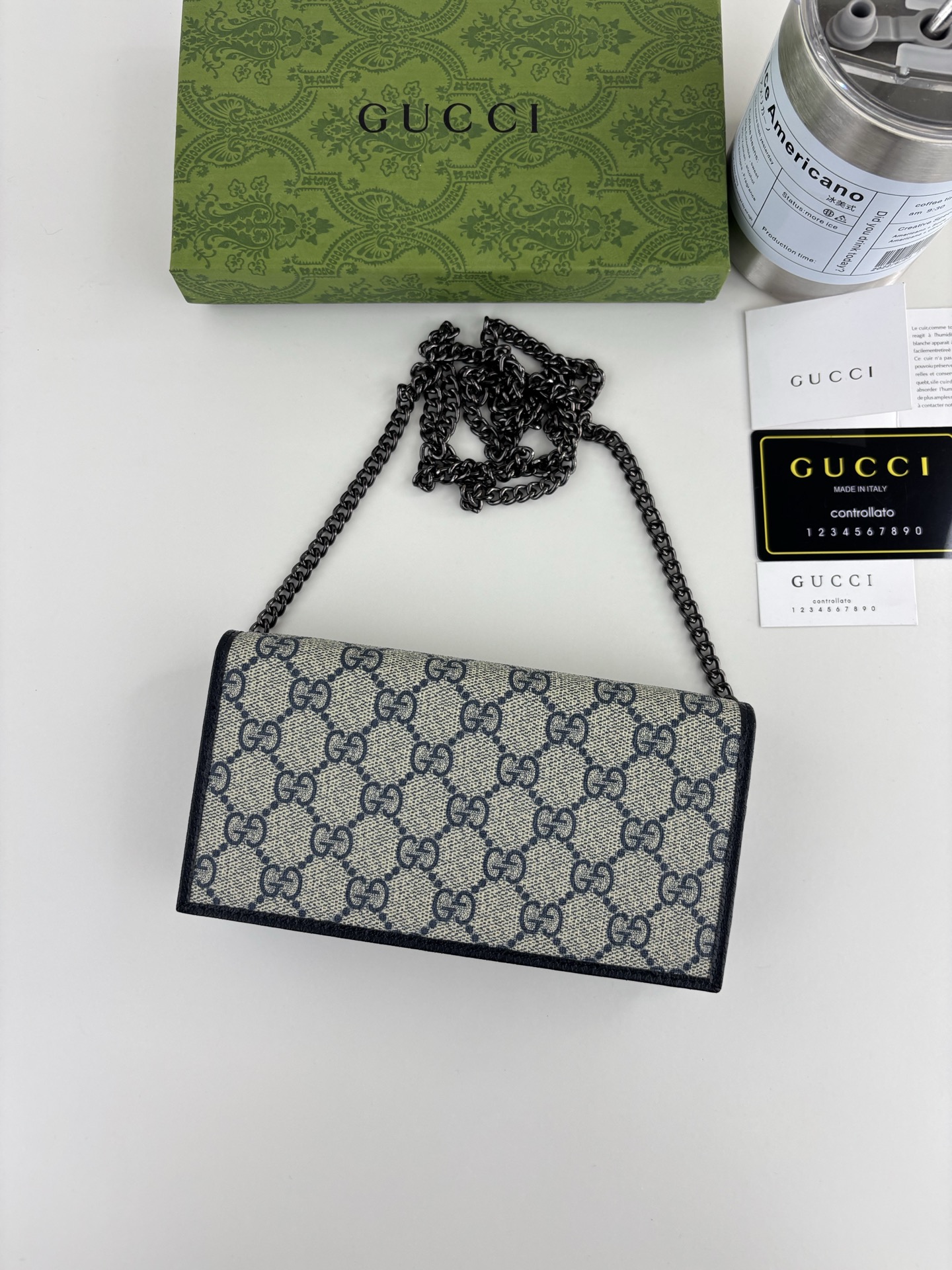 Gucci 1955マ衔扣カードケース GG Supremeキャンバスとレザー製