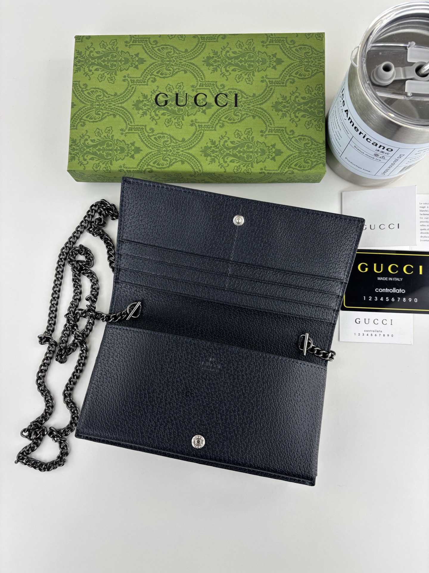 Gucci 1955マ衔扣カードケース GG Supremeキャンバスとレザー製