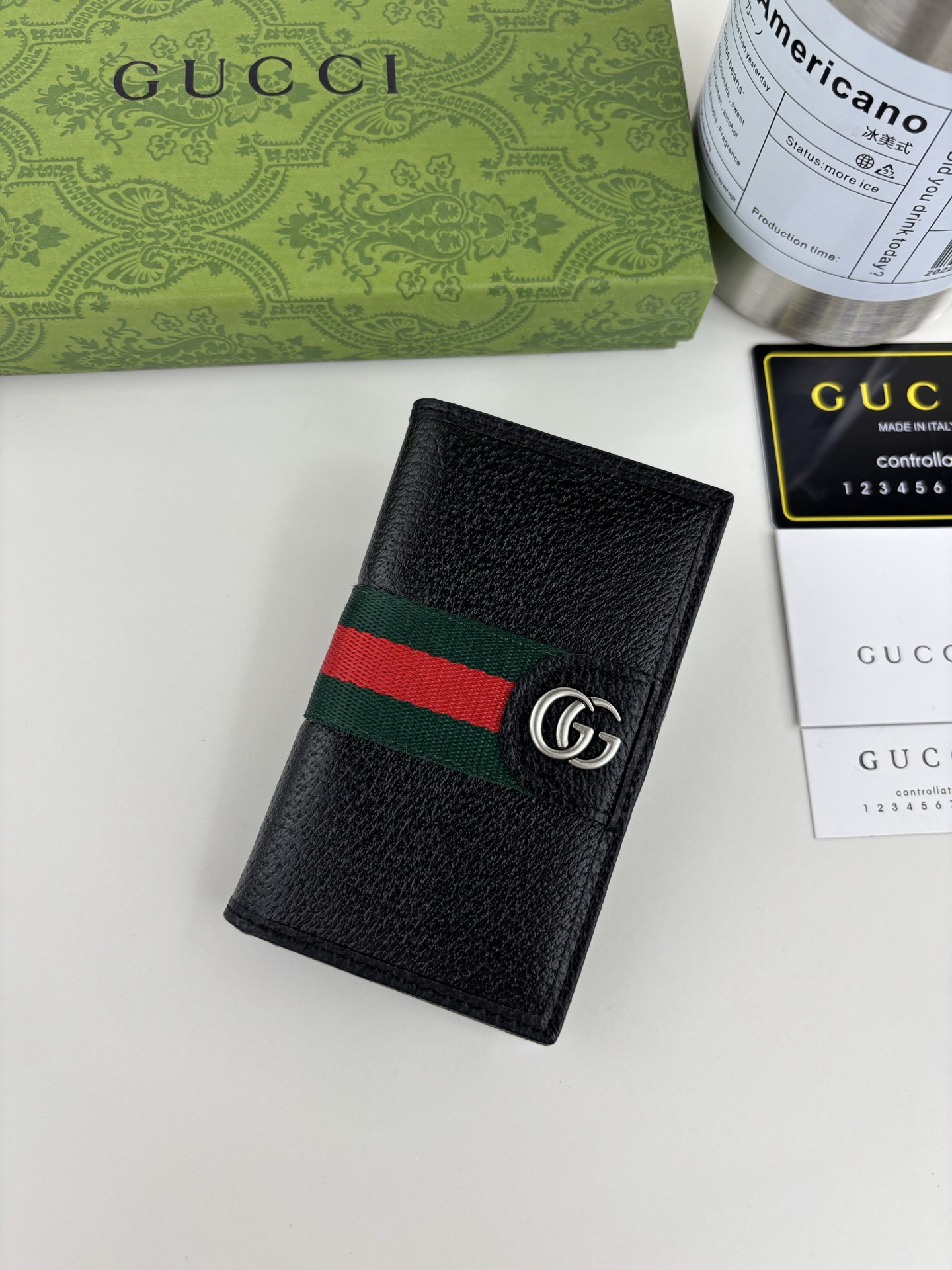GUCCI Ophidiaシリーズ カードケース GG Supremeレザー ブラック