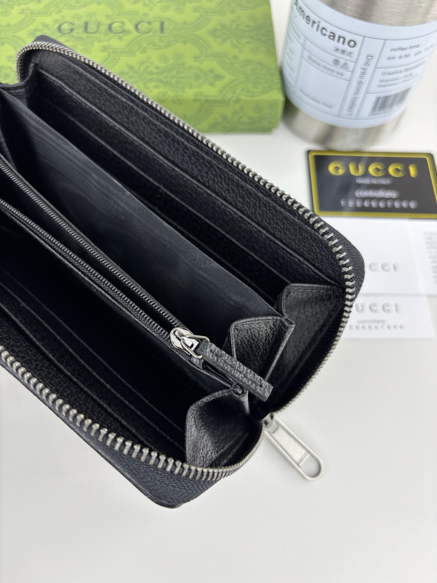 GUCCI Ophidia ラウンドファスナー財布 GG Supreme ブラック