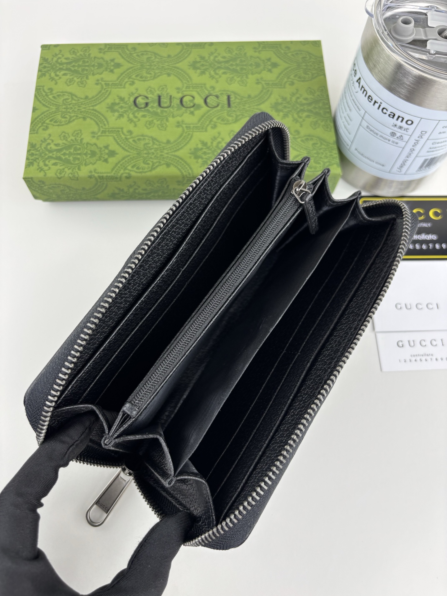 GUCCI Ophidia ラウンドファスナー財布 GG Supreme ブラック