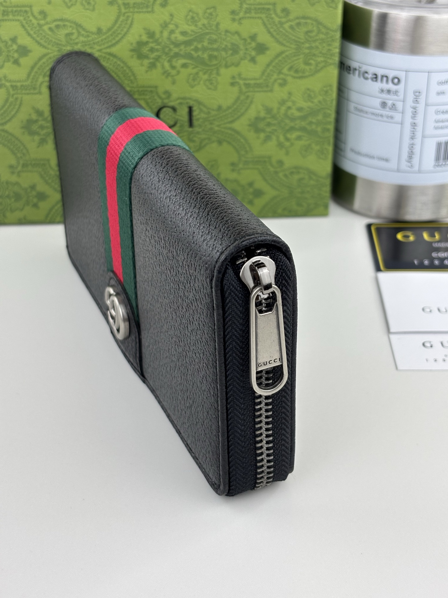 GUCCI Ophidia ラウンドファスナー財布 GG Supreme ブラック