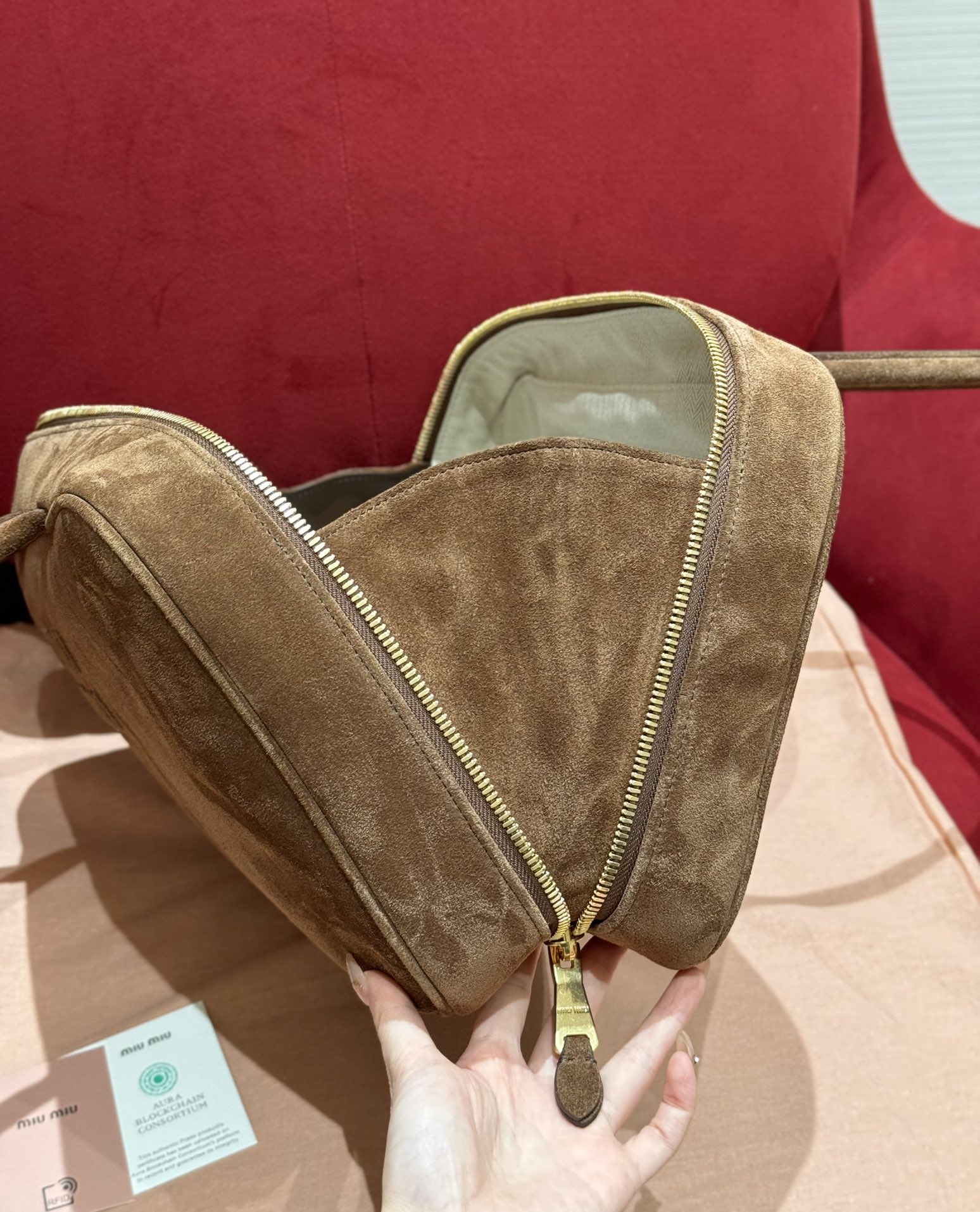 Miu Miu Briefcase Brown suede work