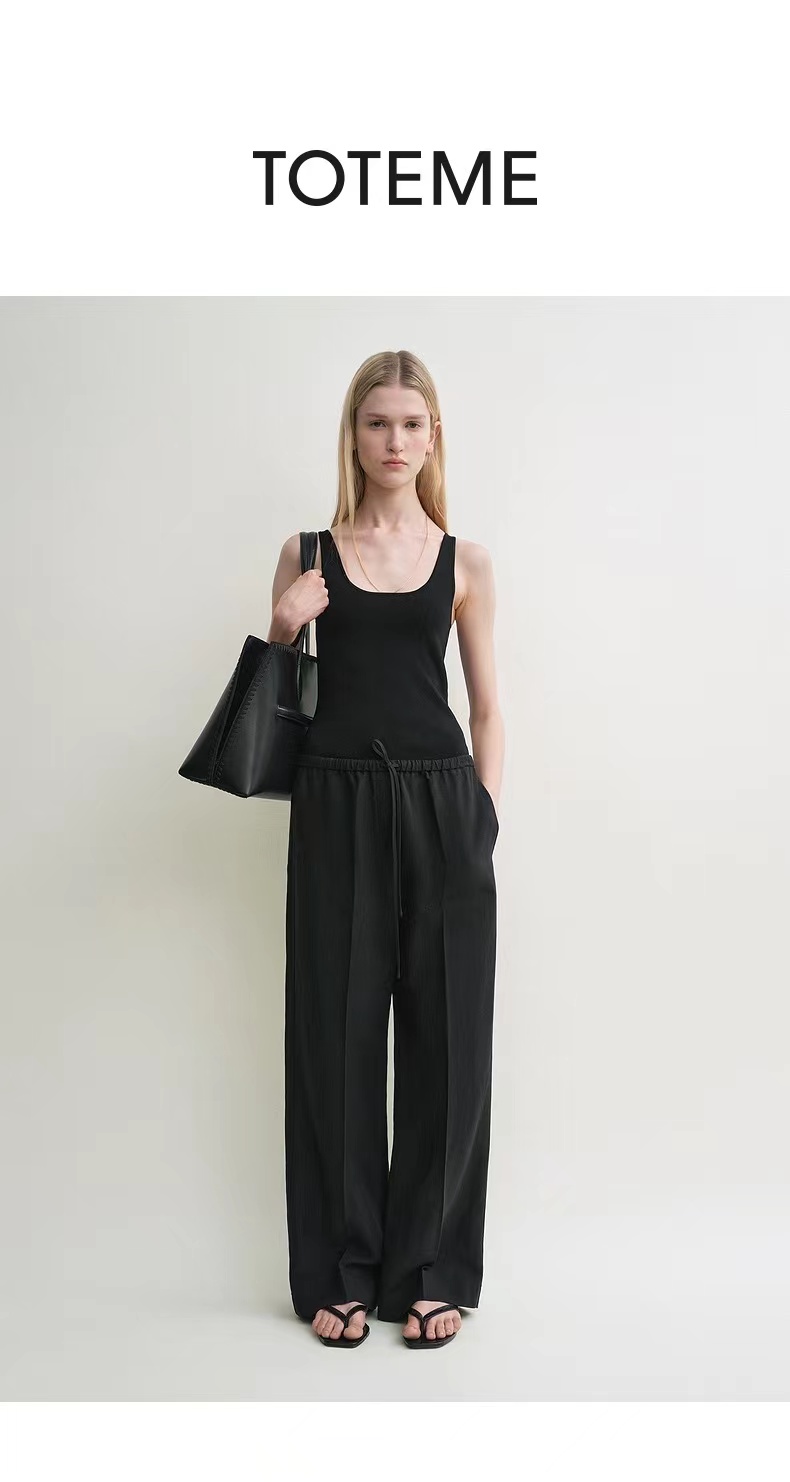 NO:463035,TOTEME 2025 summer new style oyster color flowing casual drawstring trousers wide-leg pants 343638,,alexander wang19860909TOTEME 2025夏季新款牡蛎色飘逸休闲抽绳长裤阔腿裤 343638,,alexander wang,Women's clothing