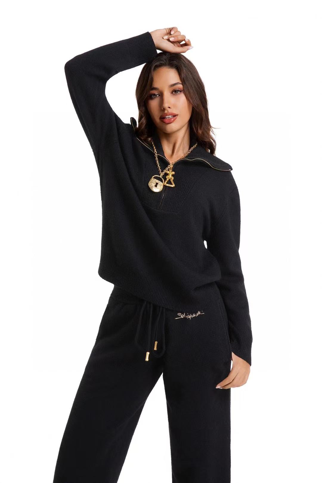 NO:503993,schiaparelli 2025 autumn and winter new set, a set of upper body easily divides the body proportions to make you look slim and tall, black brown SML/set, alexander wang19860909schiaparelli 2025秋冬新款套装 , 一套上身轻松分割身材比例显瘦显高显身材 黑色咖色SML /套,,alexander wang,Women's clothing