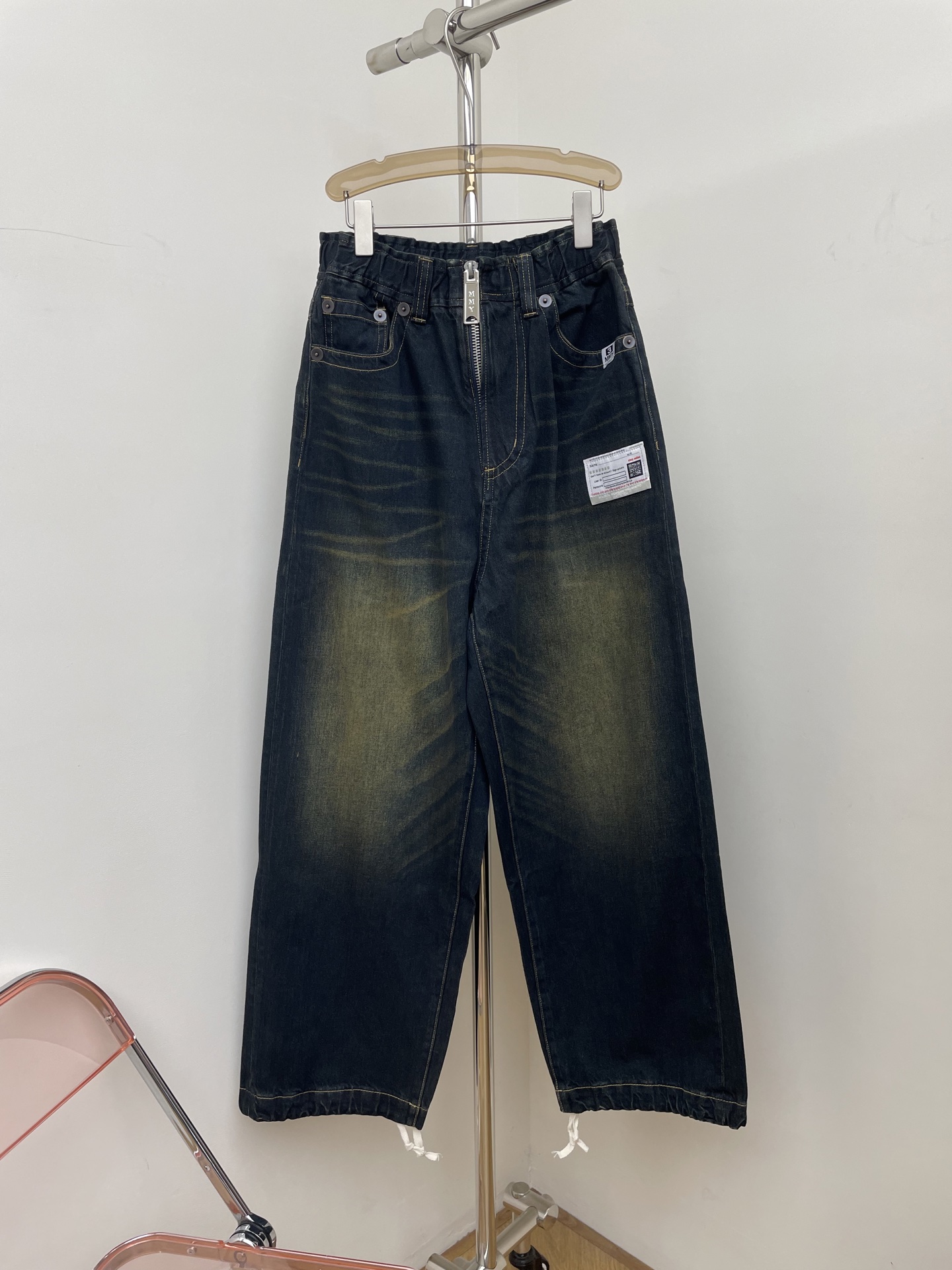 NO:535766,mmy Yasuhiro Mihara 2025 autumn and winter new style jeans elastic waist large zipper design wide-leg smlxl p real photo, mmy, jeans, alexander wang19860909mmy 三原康裕 2025秋冬新款牛仔裤 松紧腰 大拉链设计 阔腿有型 smlxl p实拍图,,mmy,jeans,alexander wang,Women's clothing