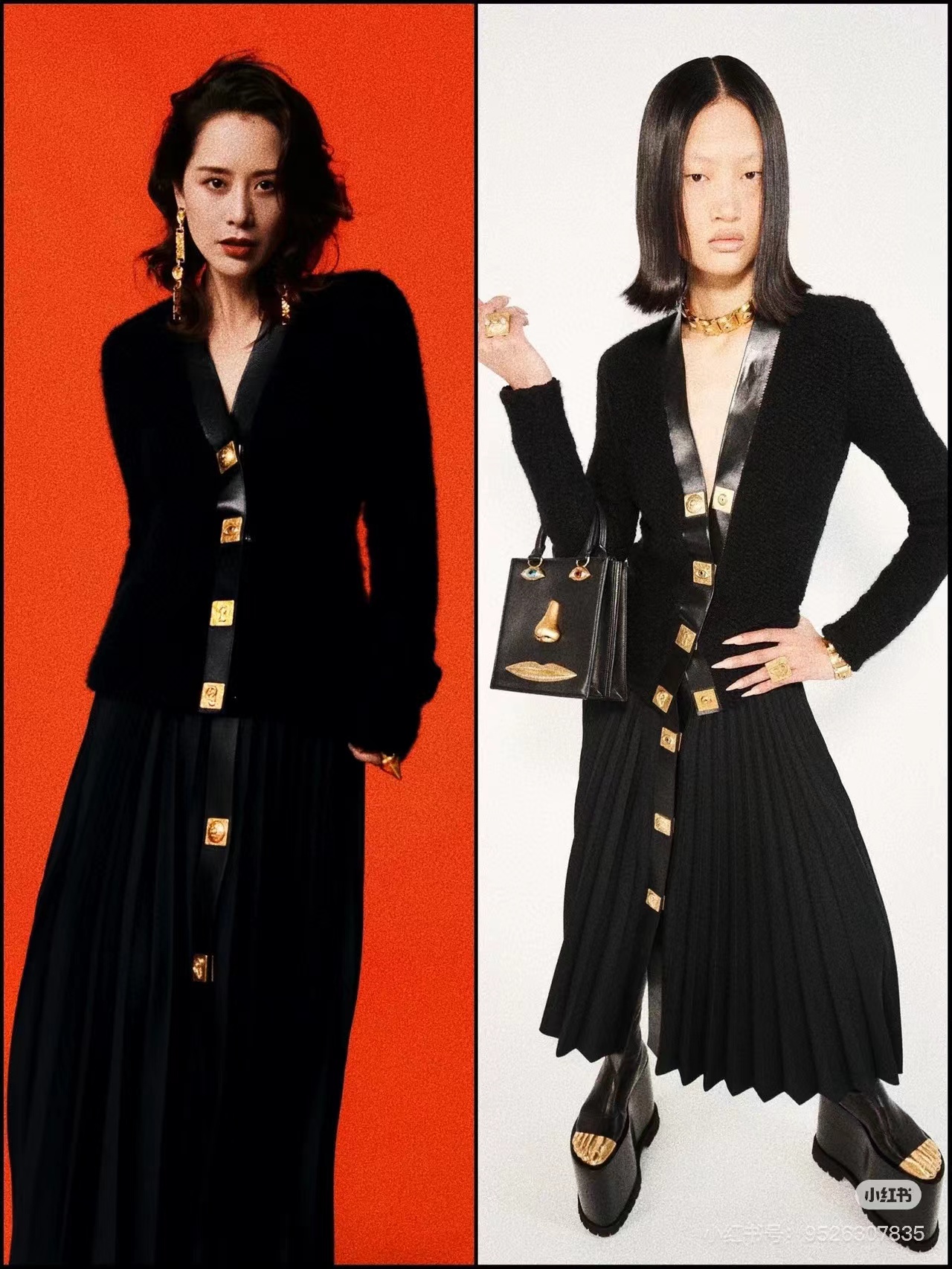 NO:550259,schiaparelli 25 autumn and winter new Pu leather edging V-neck knitted cardigan, special buckle decoration, classic impact edging, high-end and very retro and fashionable, black brown SML,,alexander wang19860909schiaparelli 25秋冬新款 Pu皮革包边V领针织开衫 异形扣装饰 经典撞击包边 高级又很复古时髦 黑色咖色SML,,alexander wang,Women's clothing