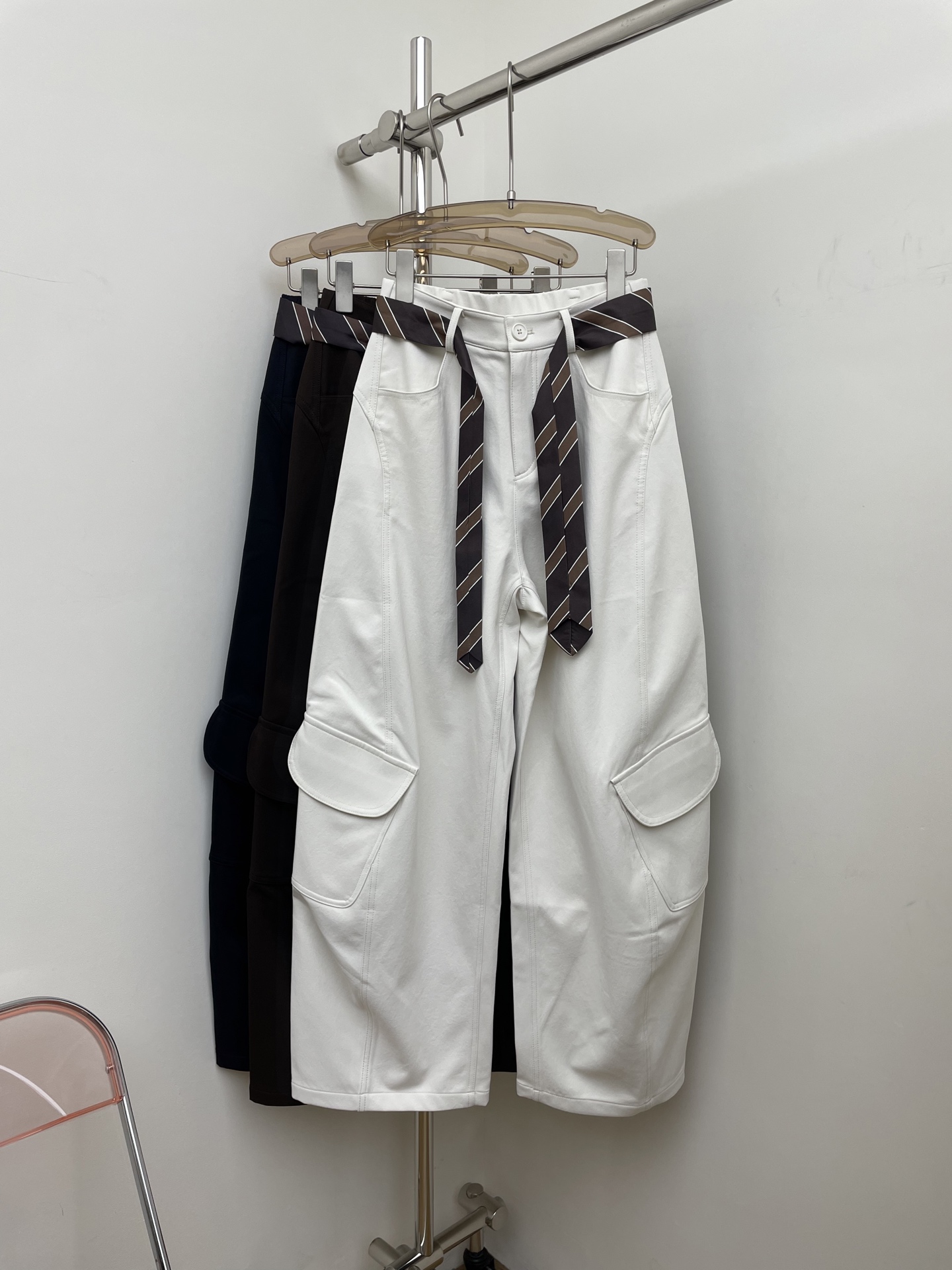 NO:563398,R L 2025 early autumn new high-waist scimitar pants tie design belt fashionable and casual three colors and four sizes smlxl real photos, ties, alexander wang19860909R L 2025早秋新款高腰弯刀裤 领带设计腰带 时髦随性 三色四码smlxl 实拍图,,ties,alexander wang,Women's clothing
